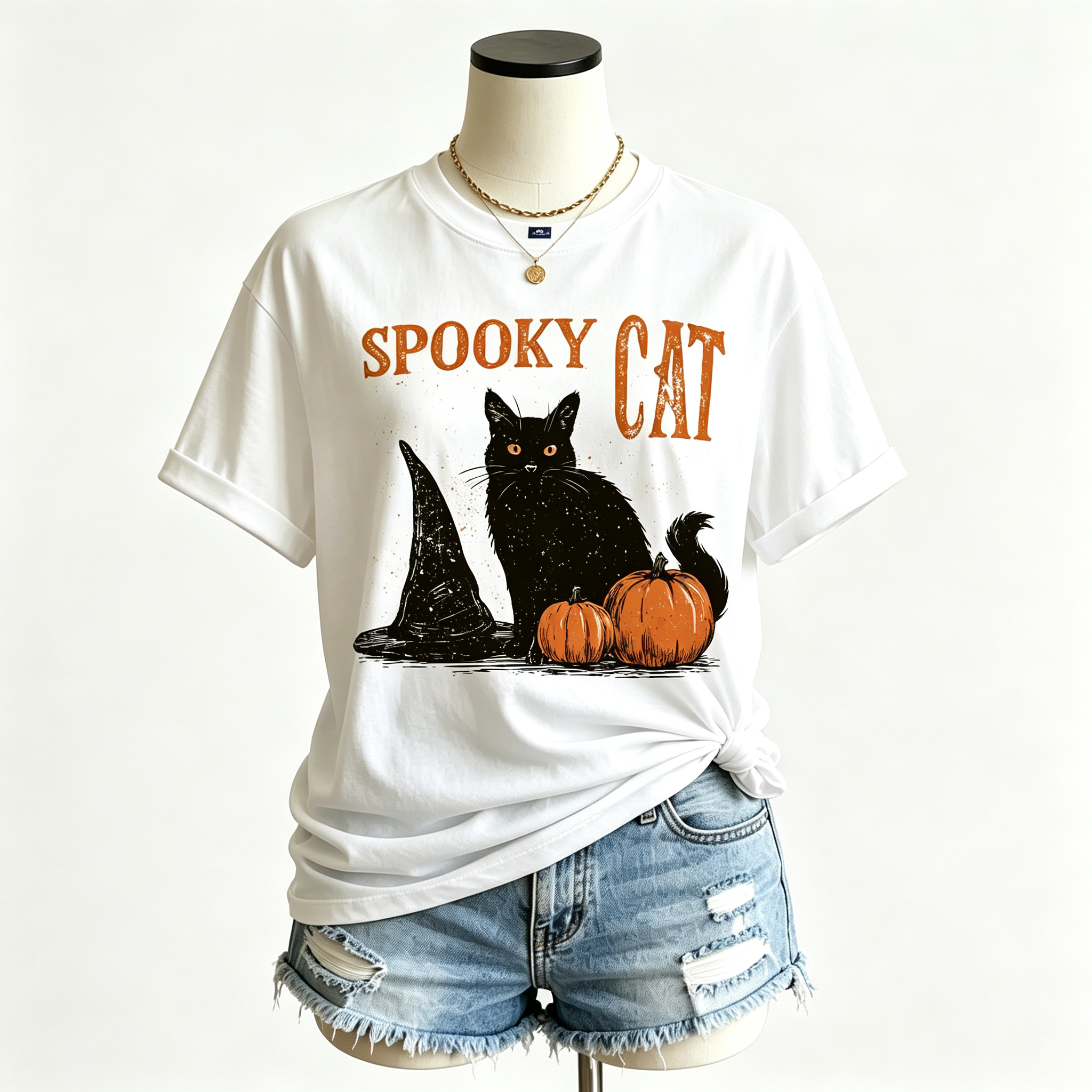 PShirt Black Cat Witch 02 Halloween T-shirt