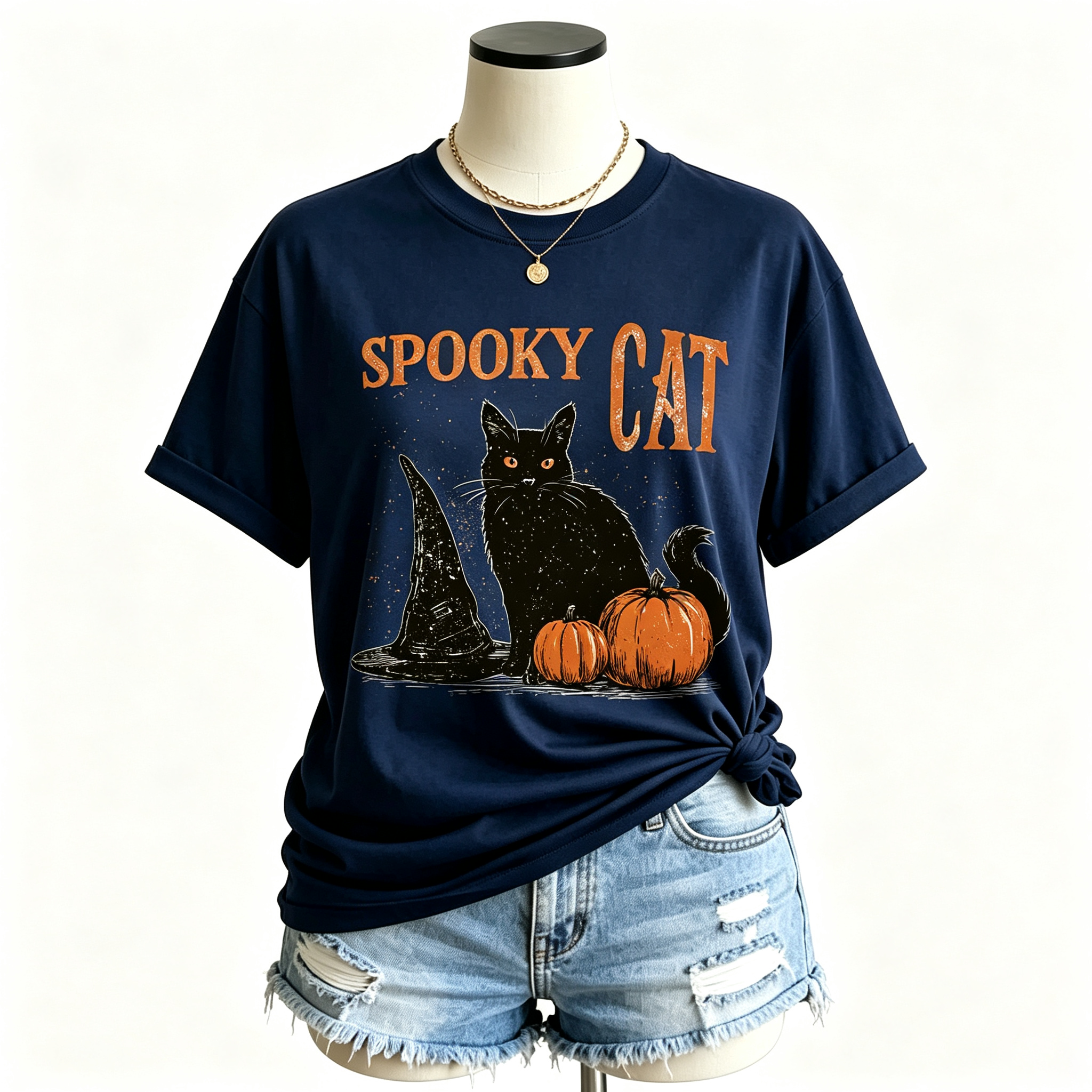 PShirt Black Cat Witch 02 Halloween T-shirt