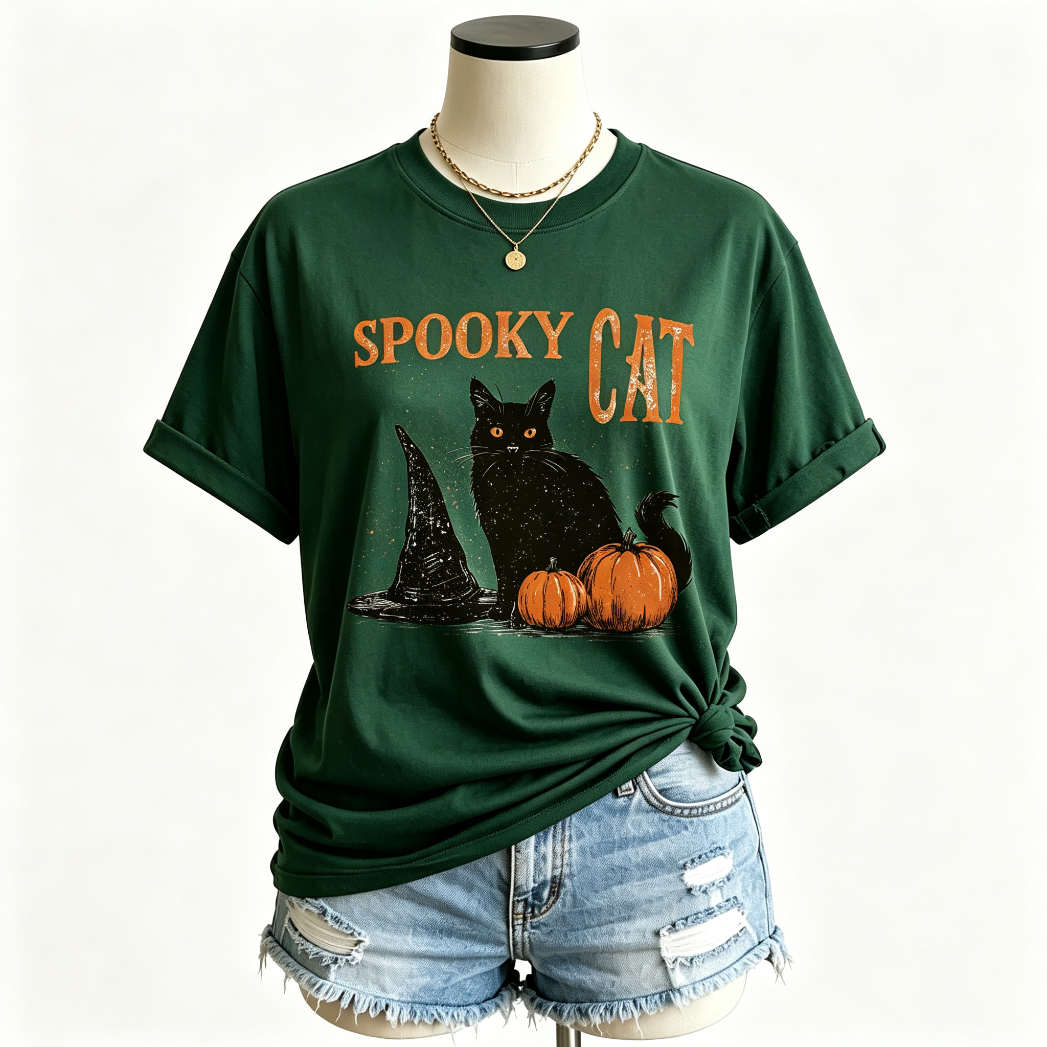 PShirt Black Cat Witch 02 Halloween T-shirt