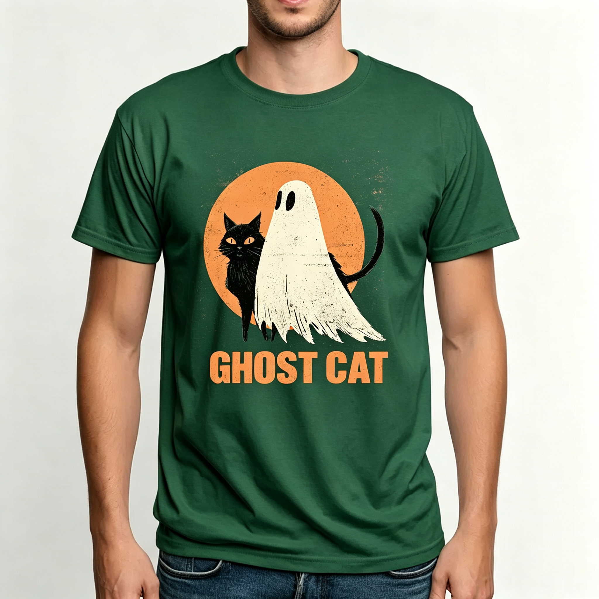 PShirt Black Cat Ghost 02 Halloween T-shirt