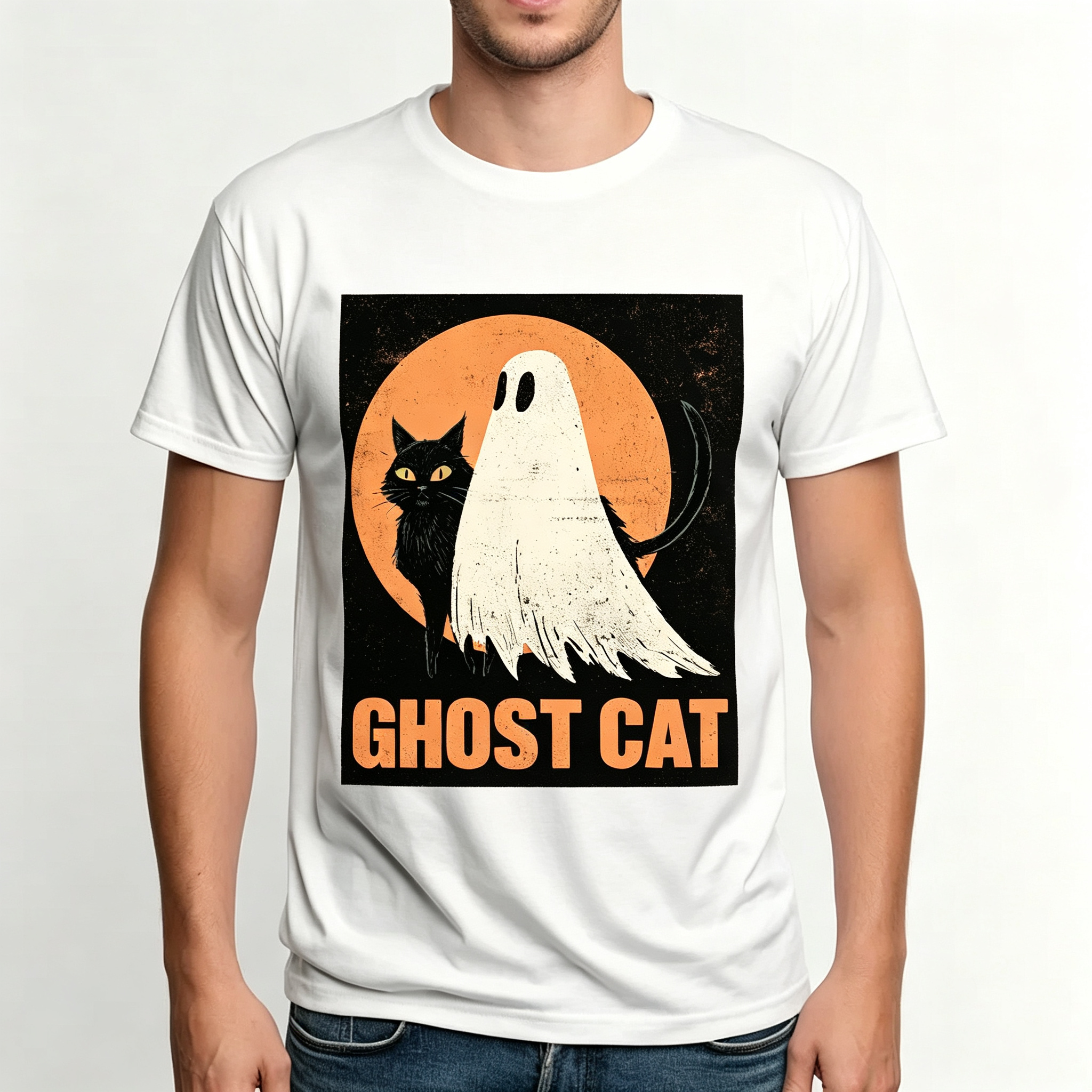 PShirt Black Cat Ghost 02 Halloween T-shirt