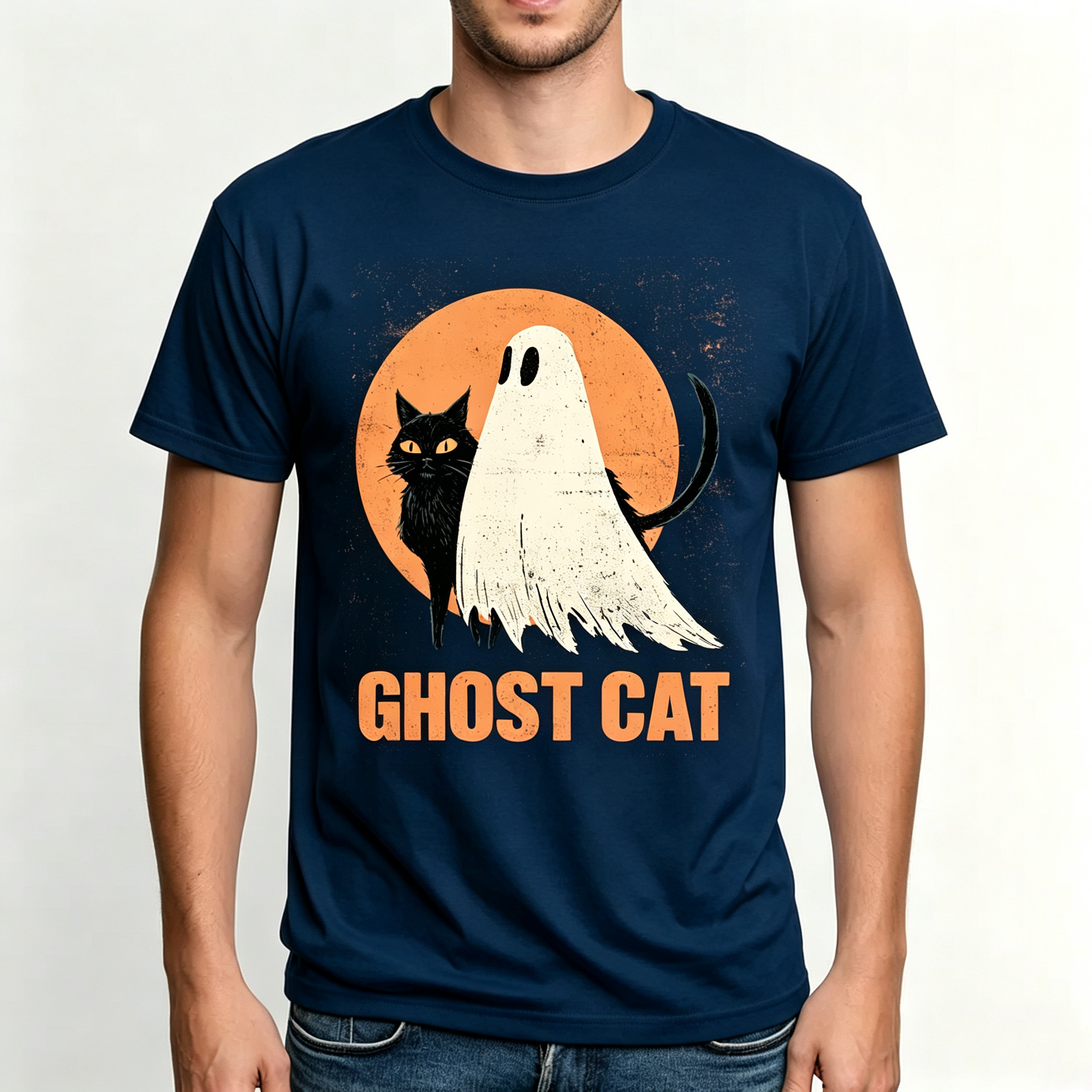 PShirt Black Cat Ghost 02 Halloween T-shirt