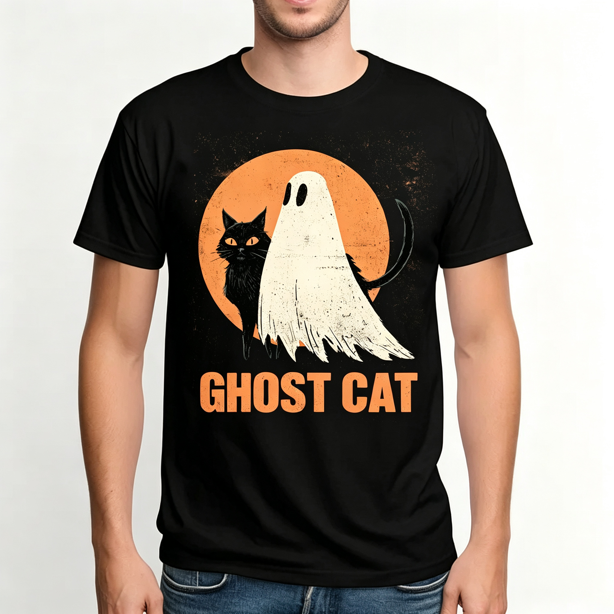 PShirt Black Cat Ghost 02 Halloween T-shirt