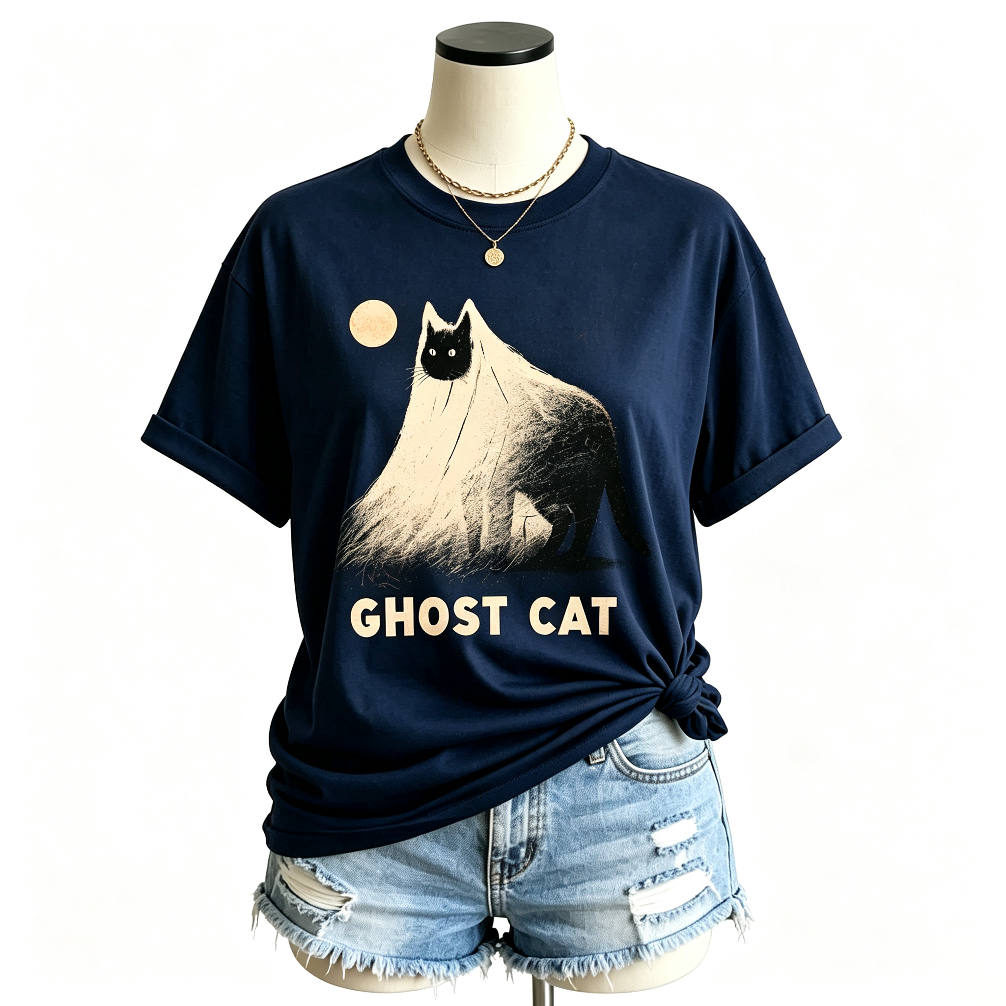 PShirt Black Cat Ghost 03 Halloween T-shirt
