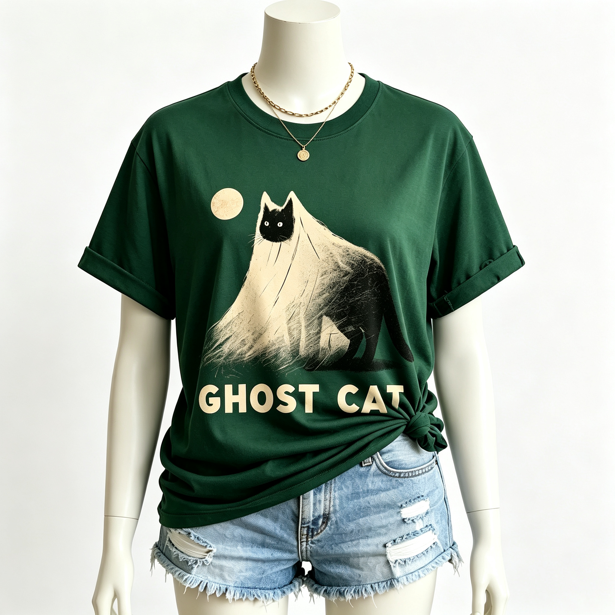 PShirt Black Cat Ghost 03 Halloween T-shirt
