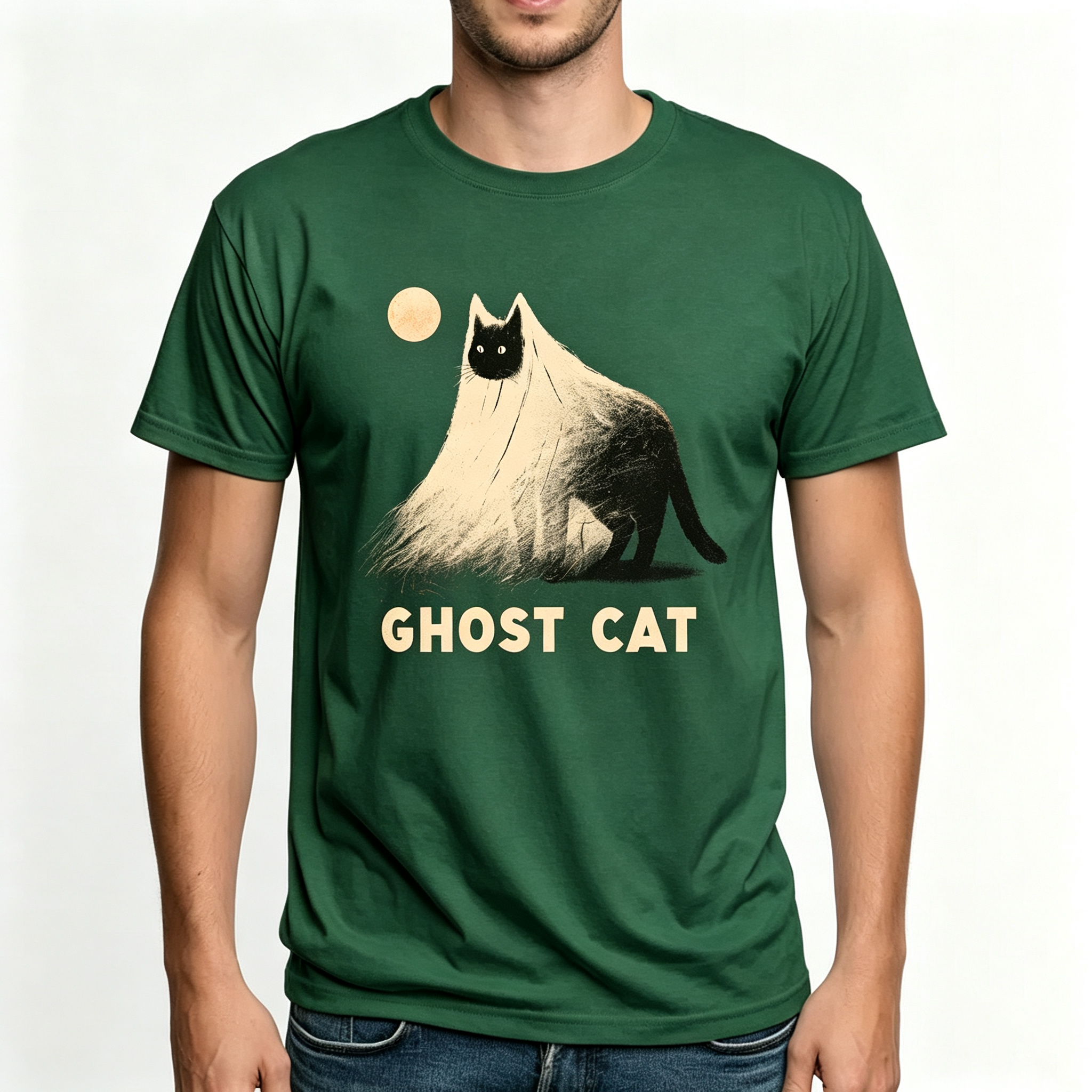 PShirt Black Cat Ghost 03 Halloween T-shirt