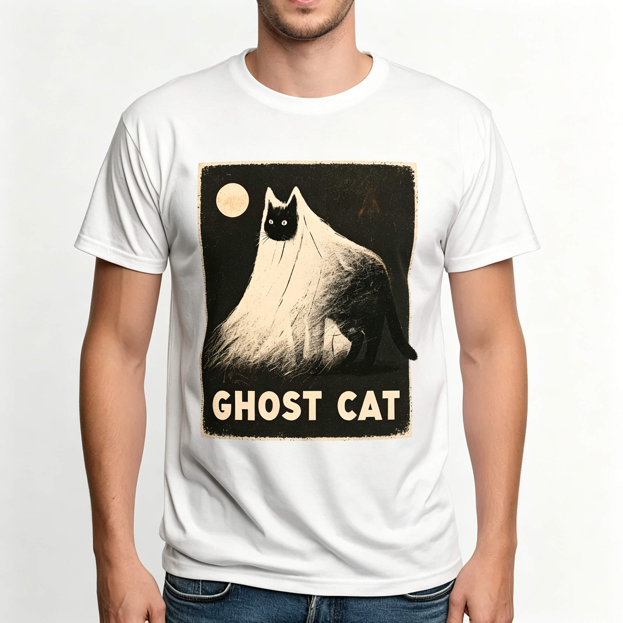 PShirt Black Cat Ghost 03 Halloween T-shirt