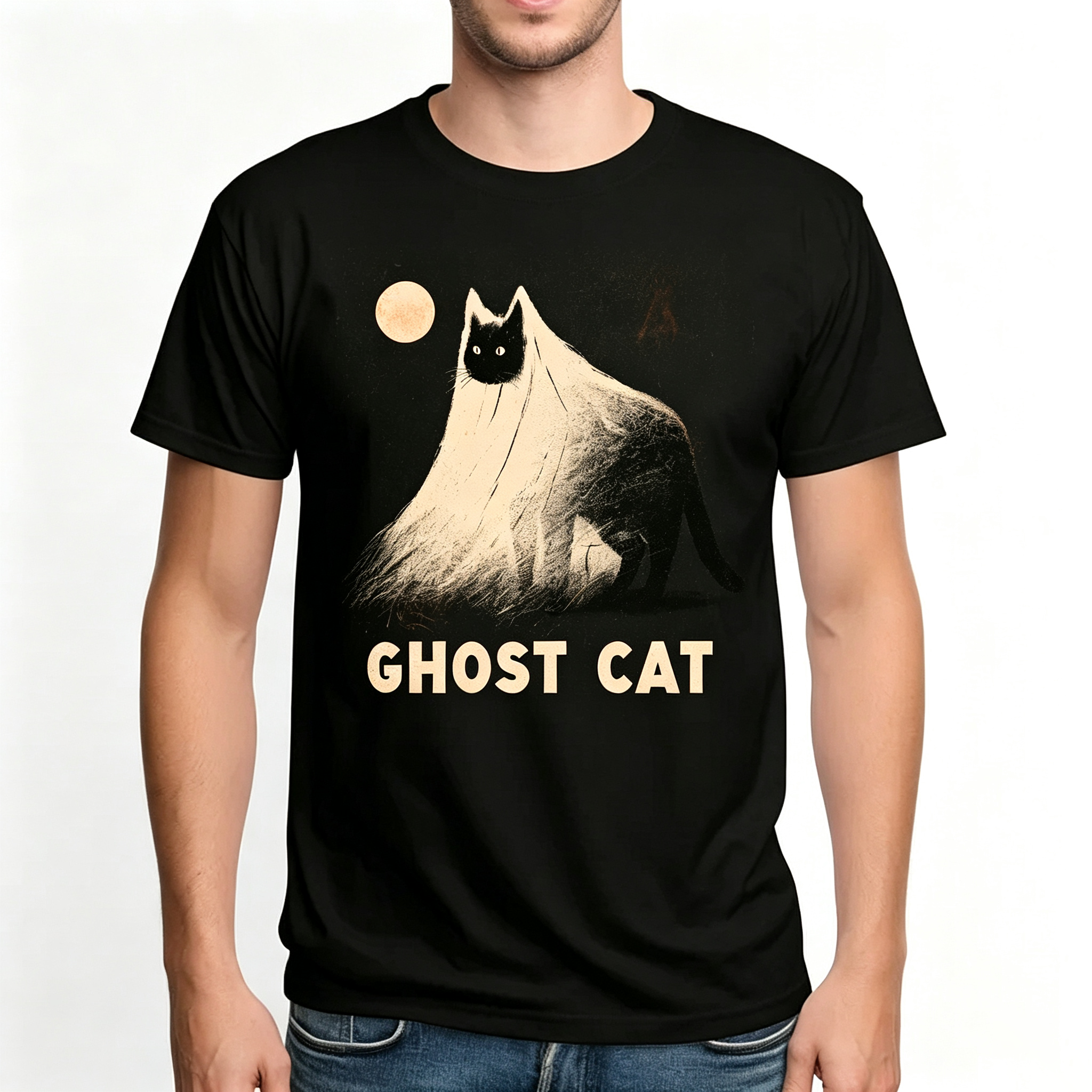 PShirt Black Cat Ghost 03 Halloween T-shirt