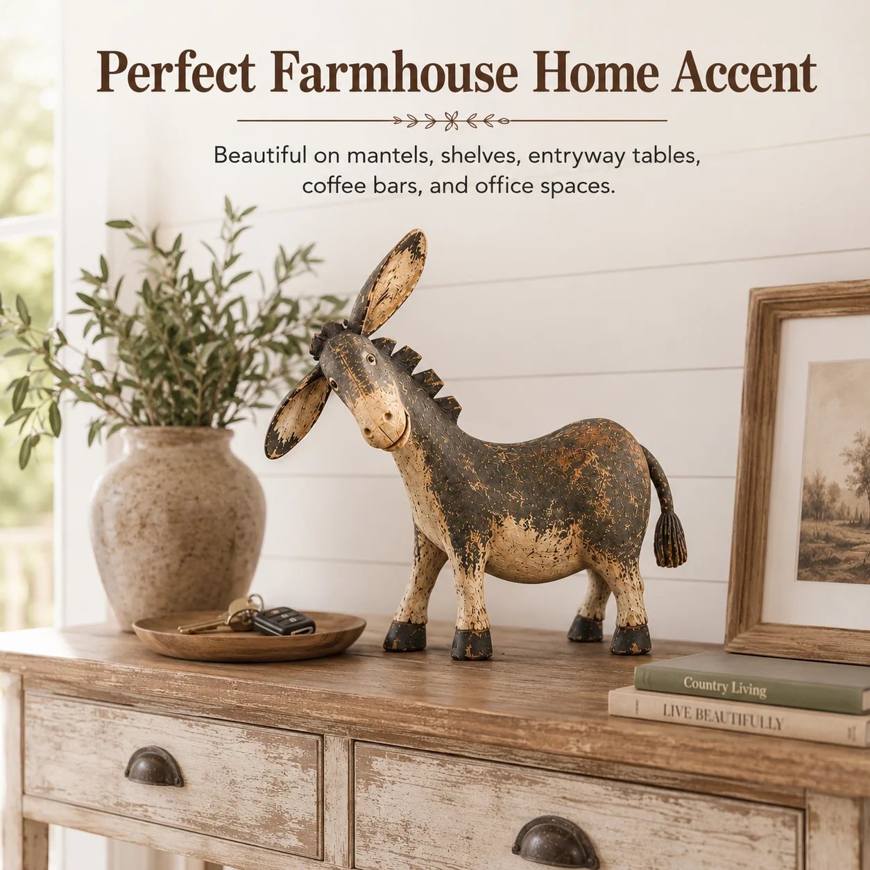Donkey figurine farmhouse decor