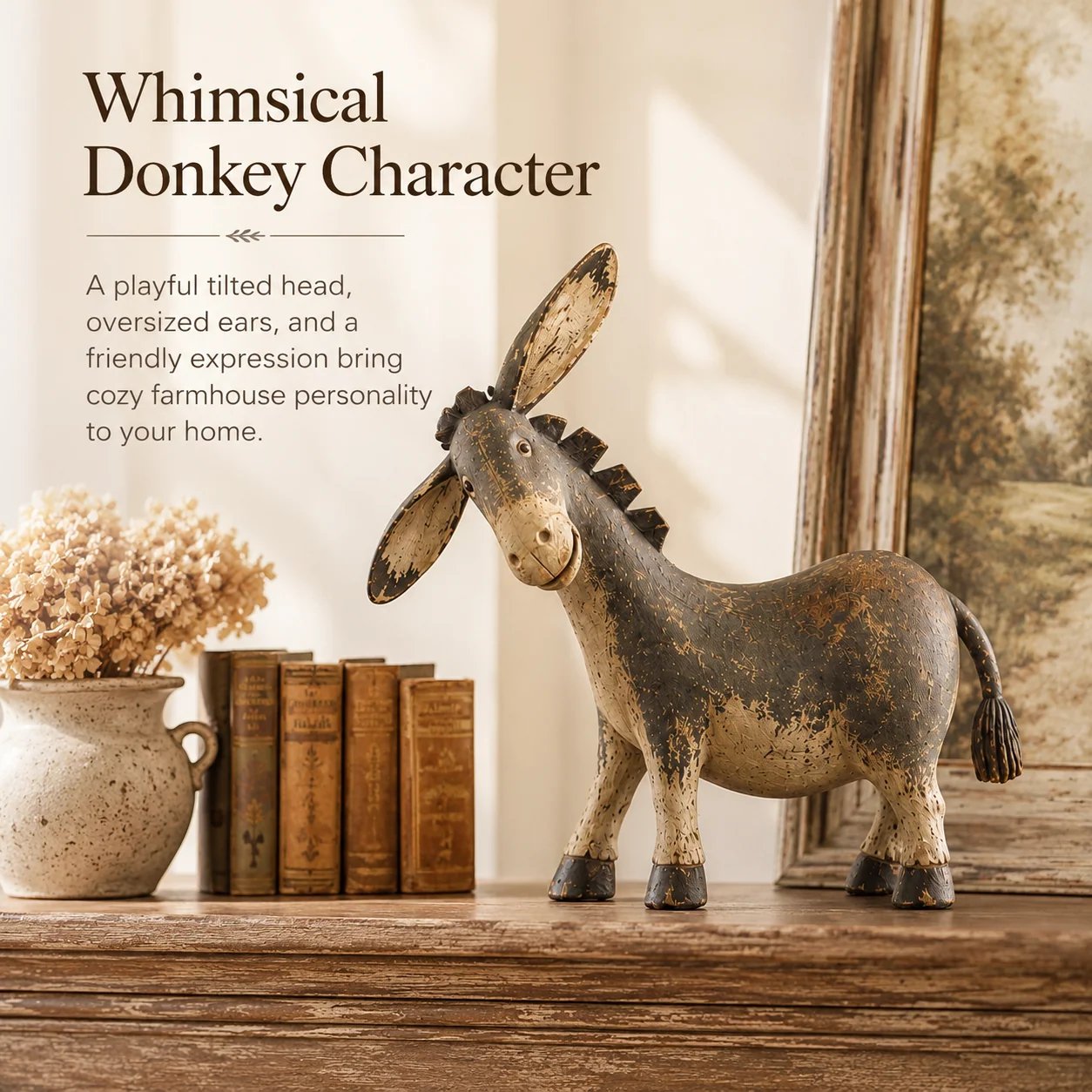 Whimsical donkey figurine character