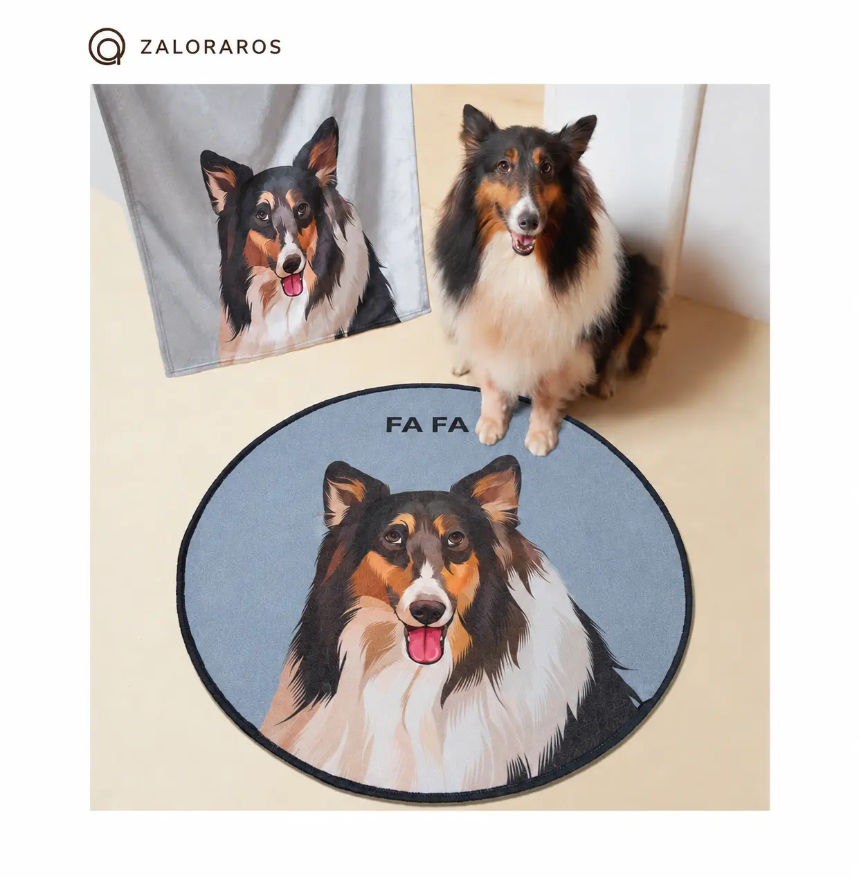 Custom Pet Portrait Round Rug