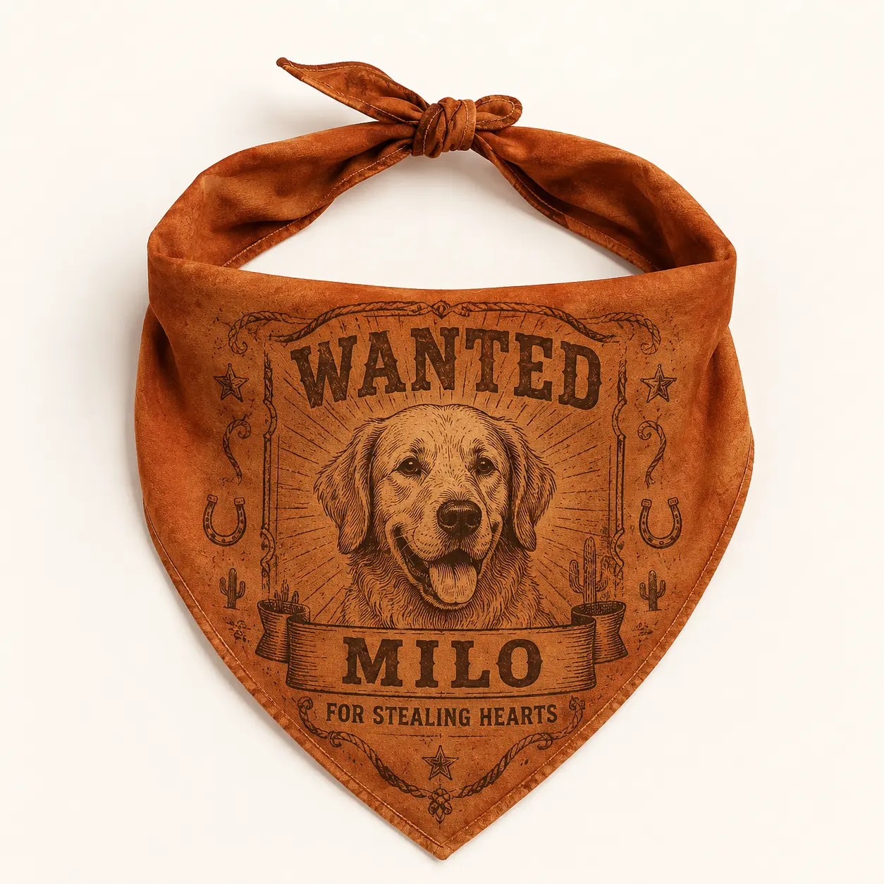 Western Wanted Dog Bandana – Custom Pet Portrait & Name