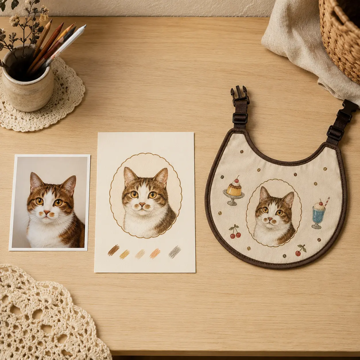 Personalized Cat Portrait Bib – Custom From Your Photo