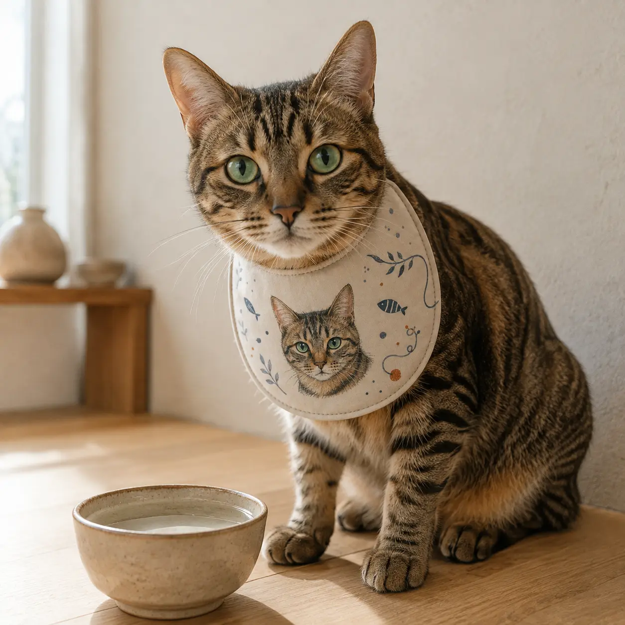 Personalized Cat Portrait Bib – Custom From Your Photo
