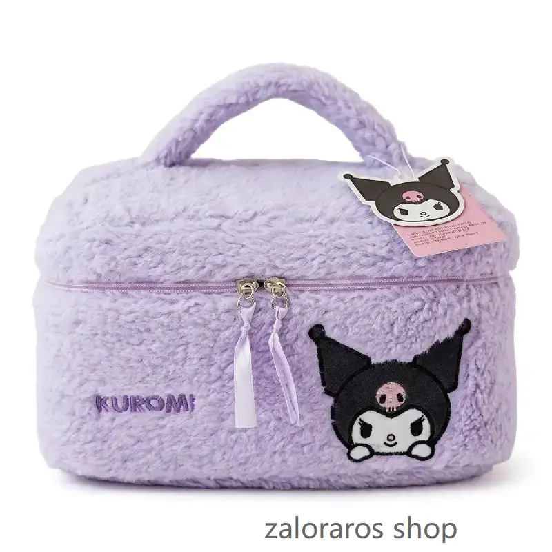 Cute Kuromi Plush Cosmetic Bag Large Capacity Kawaii Makeup Organizer for Travel and Daily Use