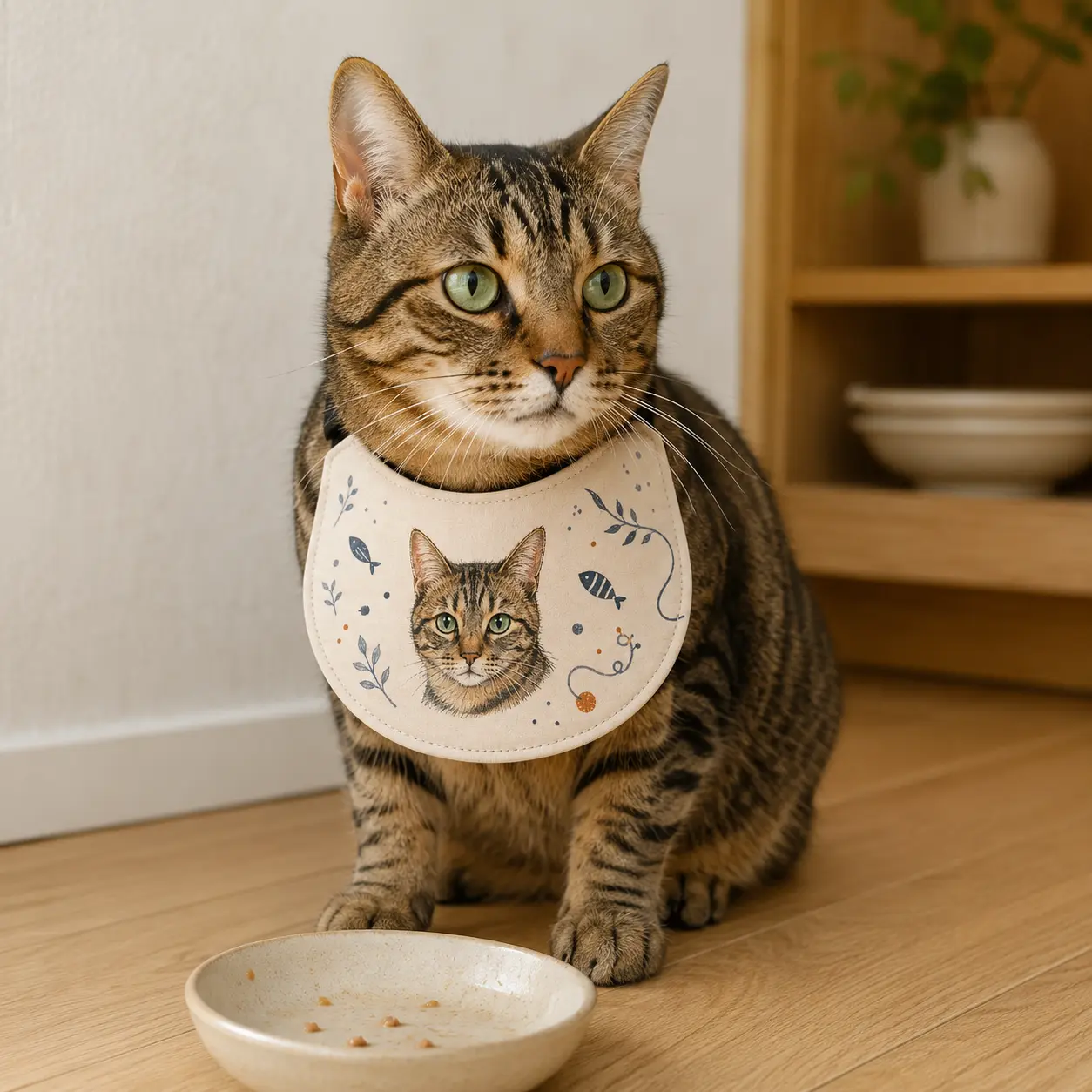 Personalized Cat Portrait Bib – Custom From Your Photo
