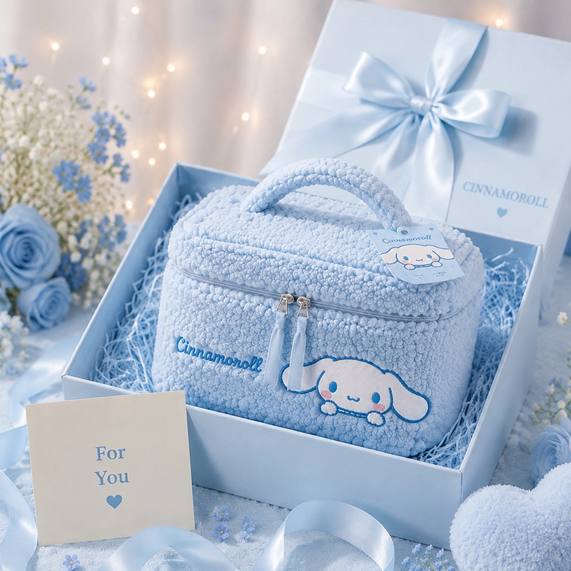 Cinnamoroll Plush Cosmetic Bag - Cute Travel Makeup Organizer with Embroidery