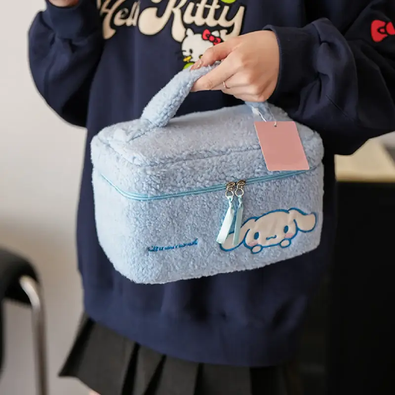 Cinnamoroll Plush Cosmetic Bag - Cute Travel Makeup Organizer with Embroidery