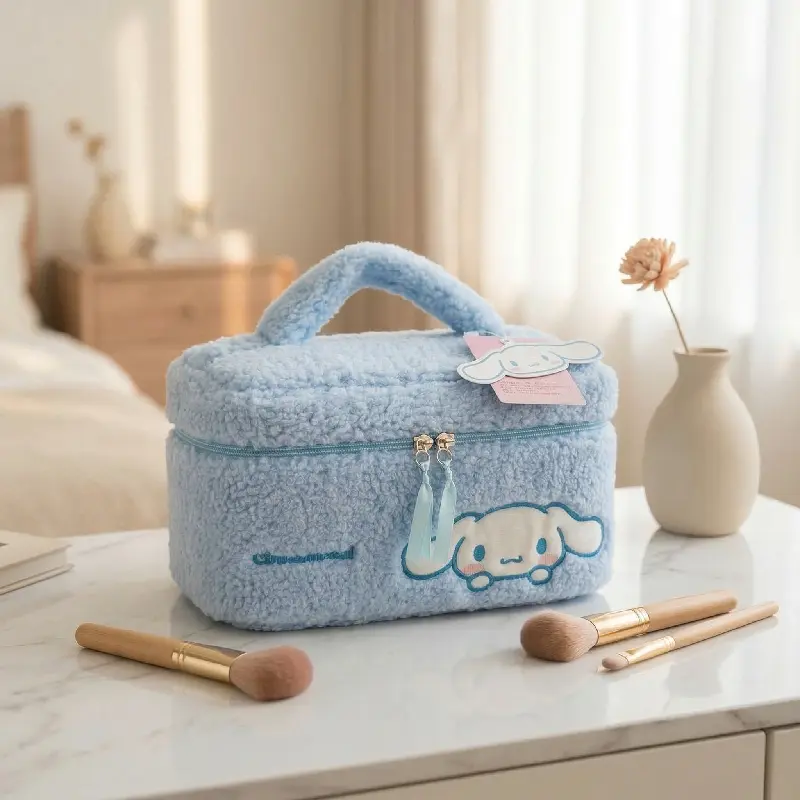Cinnamoroll Plush Cosmetic Bag - Cute Travel Makeup Organizer with Embroidery