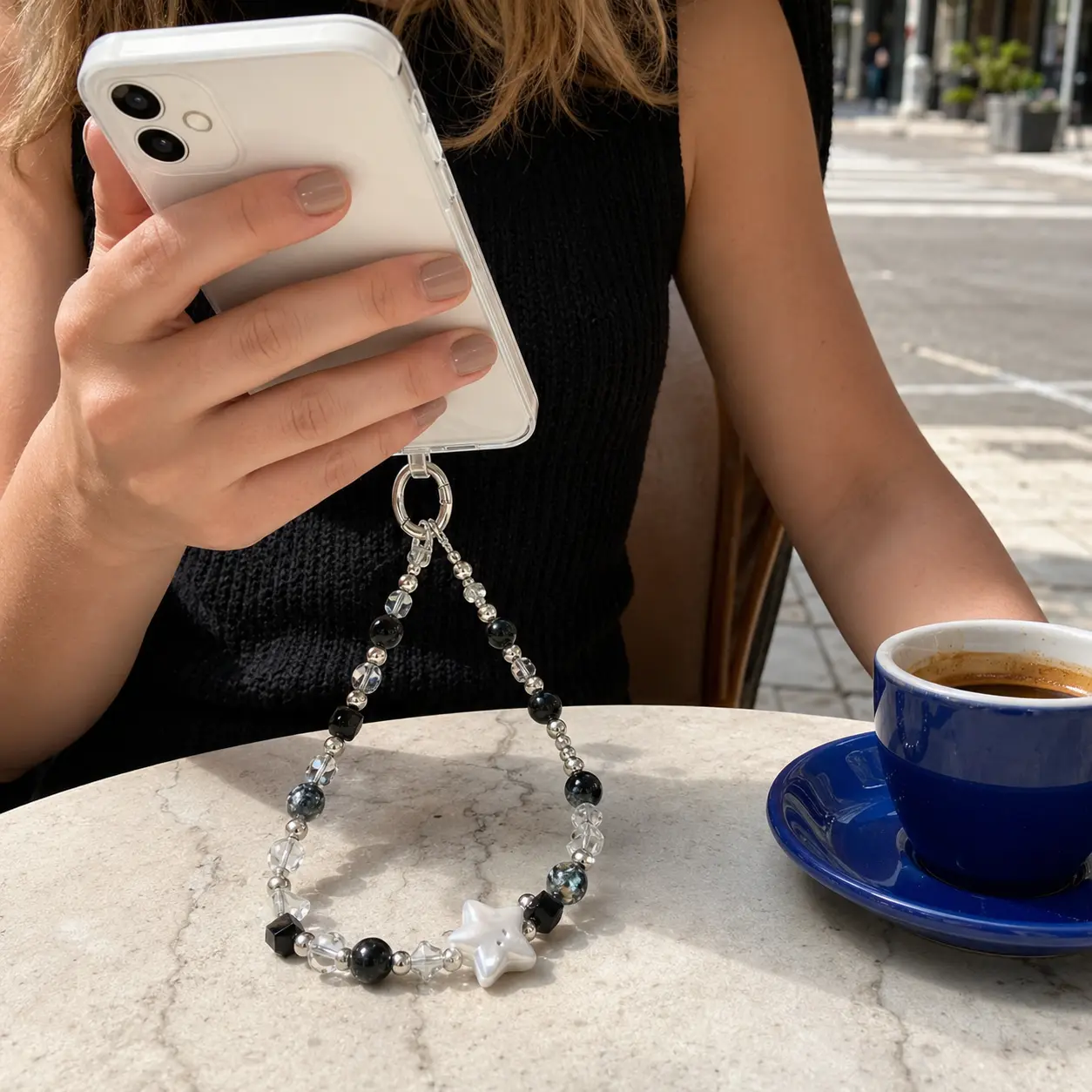 Midnight Star Beaded Phone Wristlet