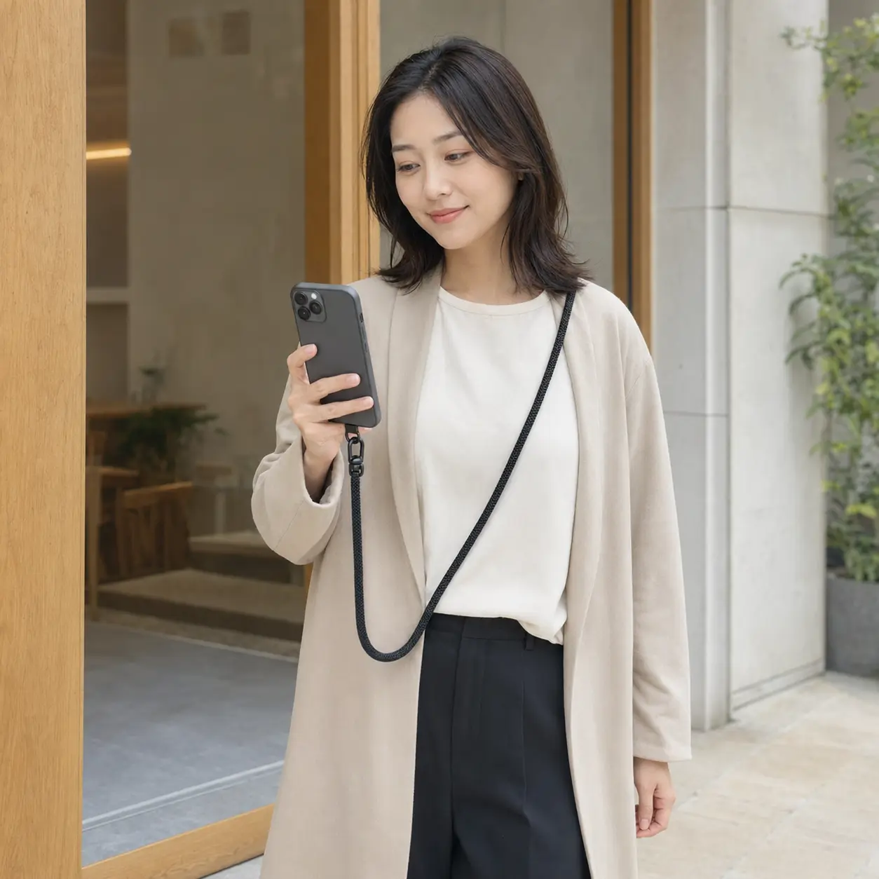 Black 8mm Braided Phone Strap – Crossbody or Wristlet