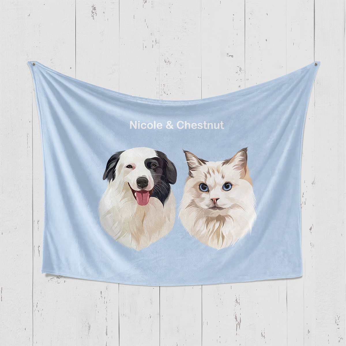 Custom Classic Two-Pet Portrait Blanket