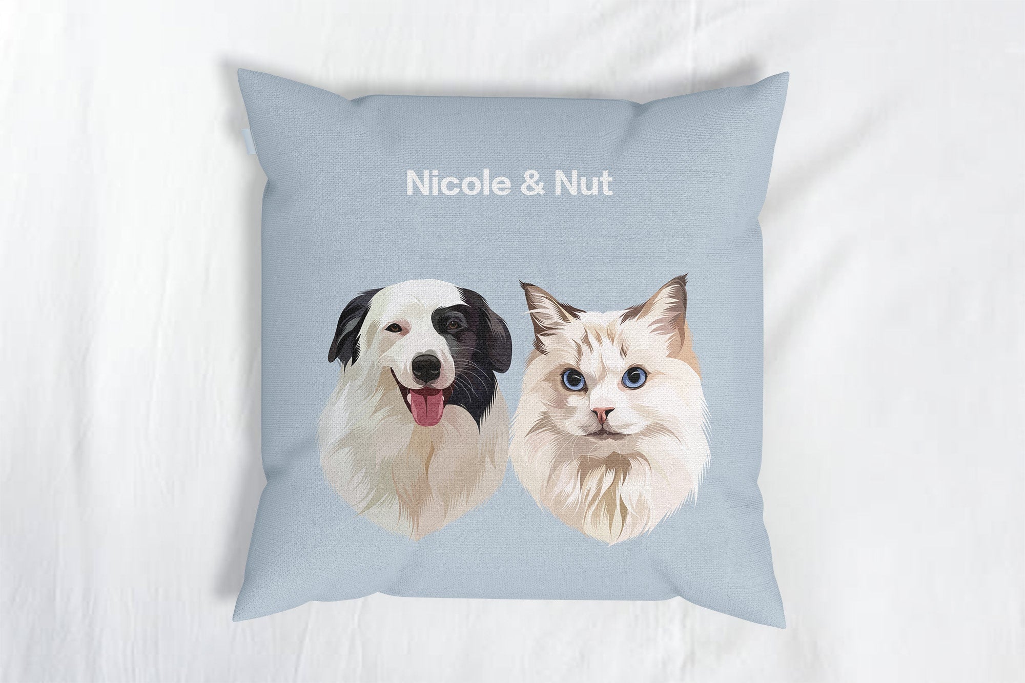 Custom Two-Pet Portrait Throw Pillow