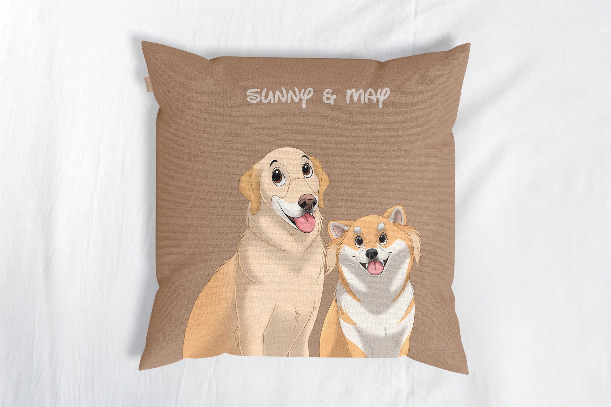 Custom Cartoon Two Pets Portrait Throw Pillows