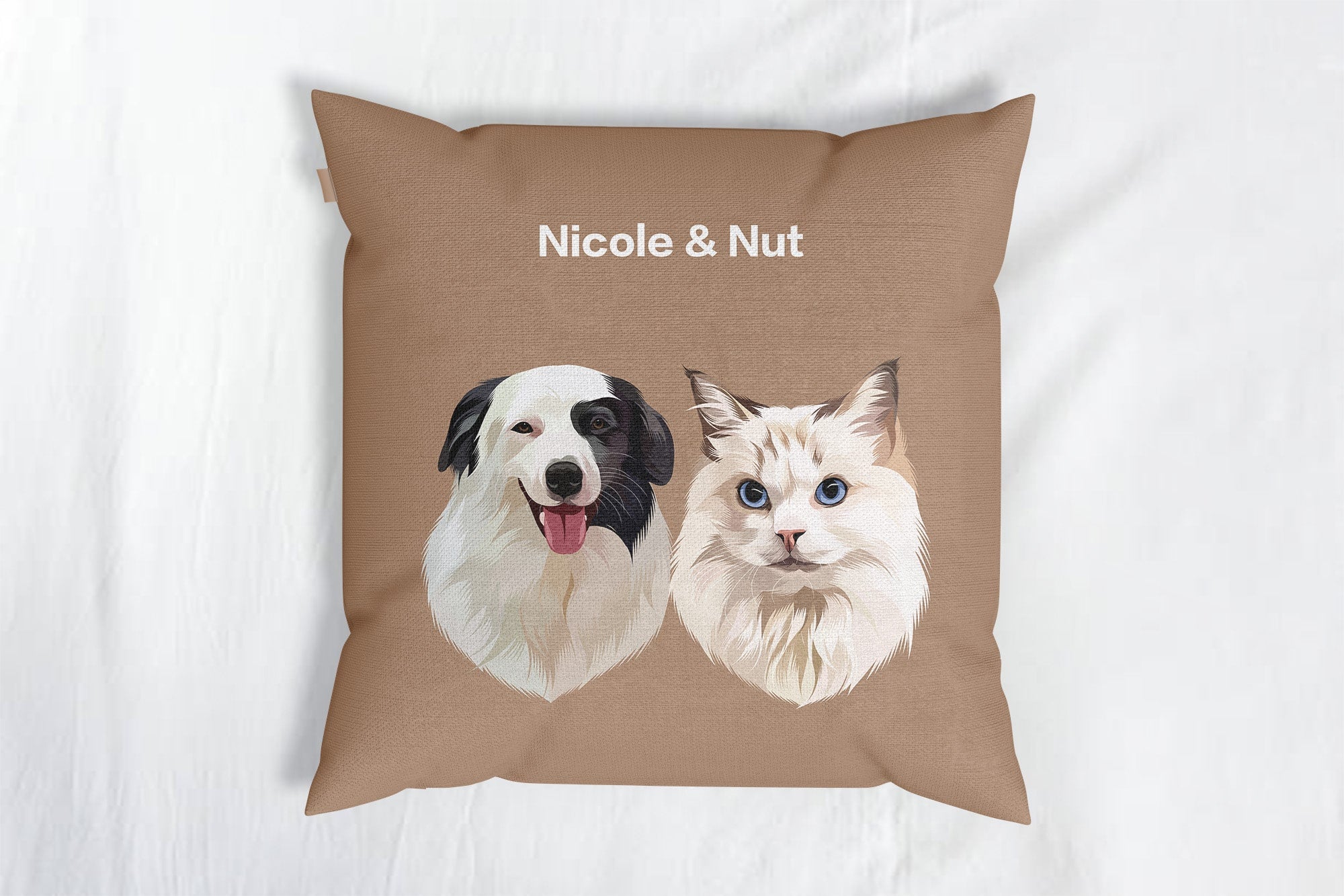 Custom Two-Pet Portrait Throw Pillow