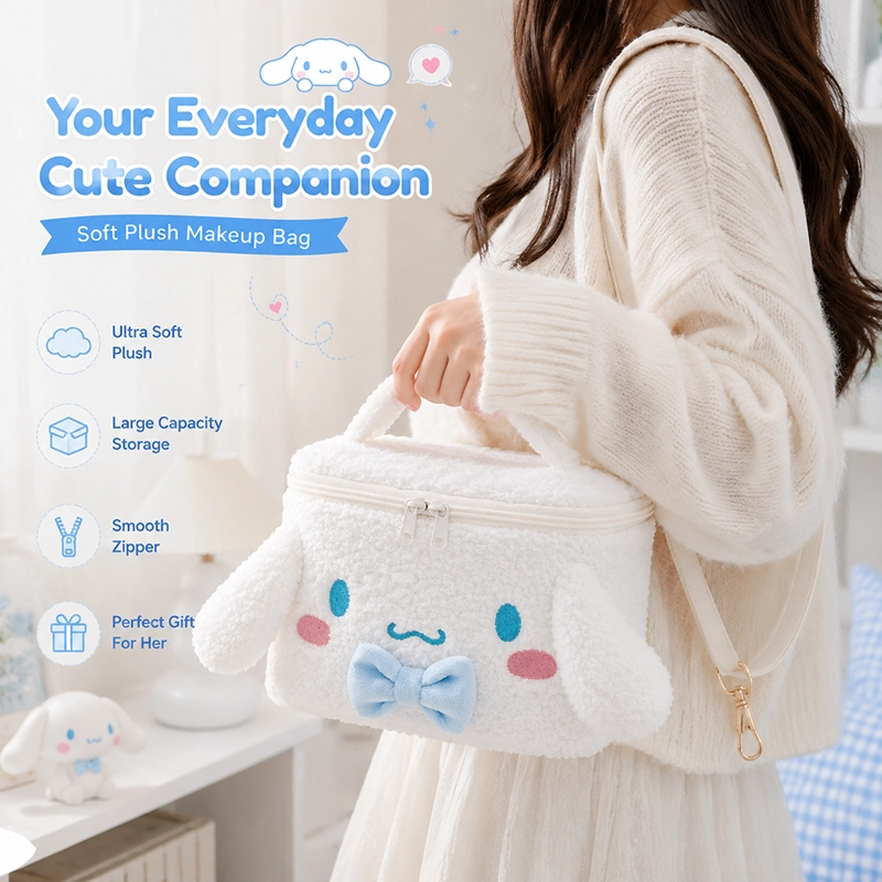 Cinnamoroll Plush Cosmetic Bag Cute Makeup Organizer Travel Toiletry Bag