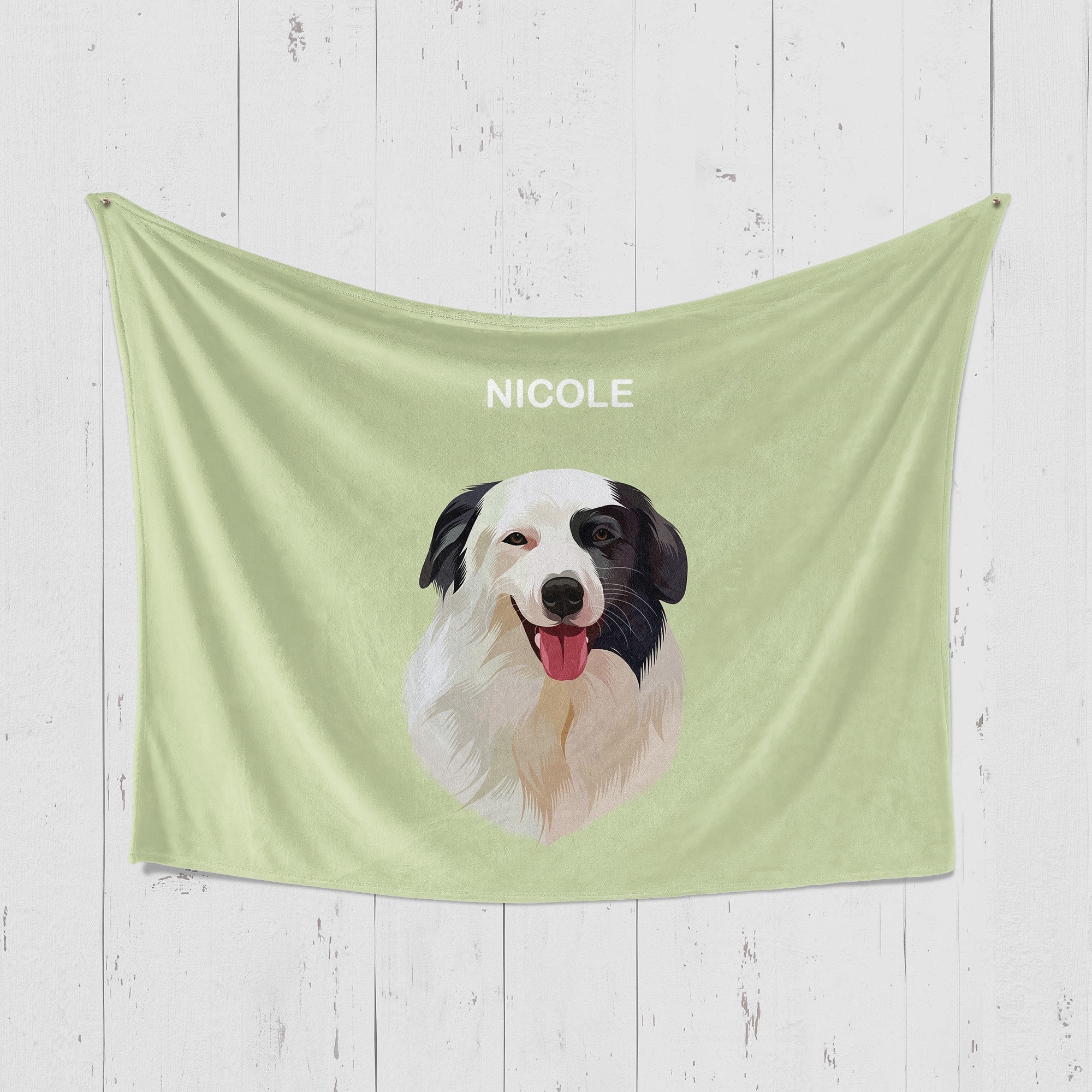 Personalized Pet Portrait Blanket - Classic Horizontal Style