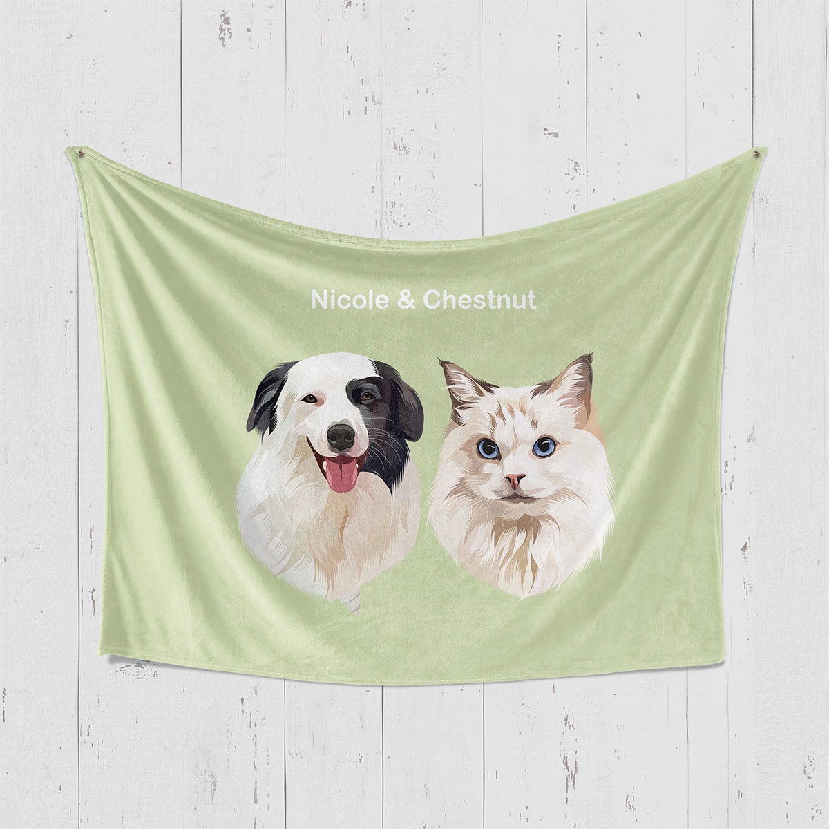 Custom Classic Two-Pet Portrait Blanket
