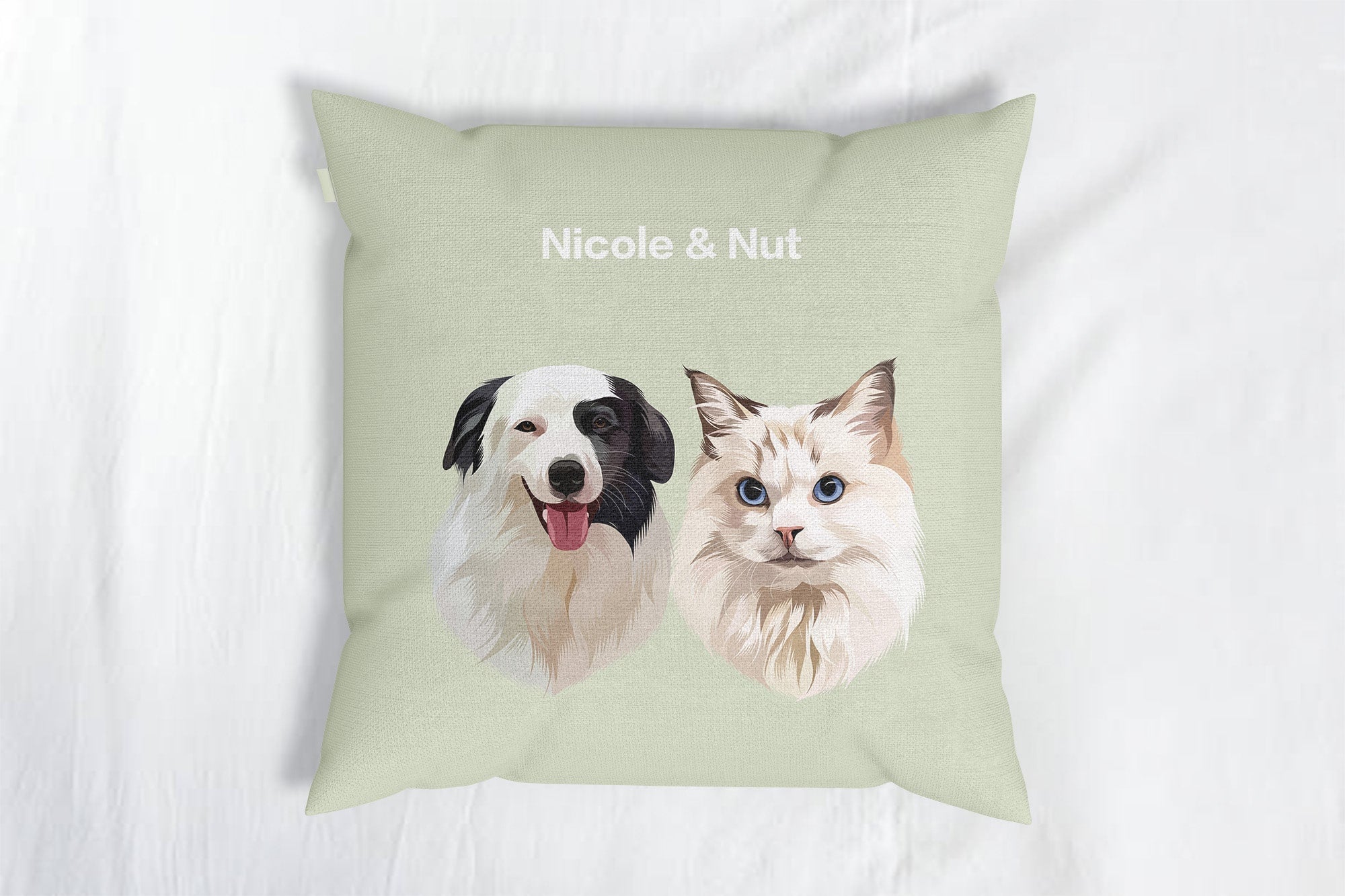 Custom Two-Pet Portrait Throw Pillow