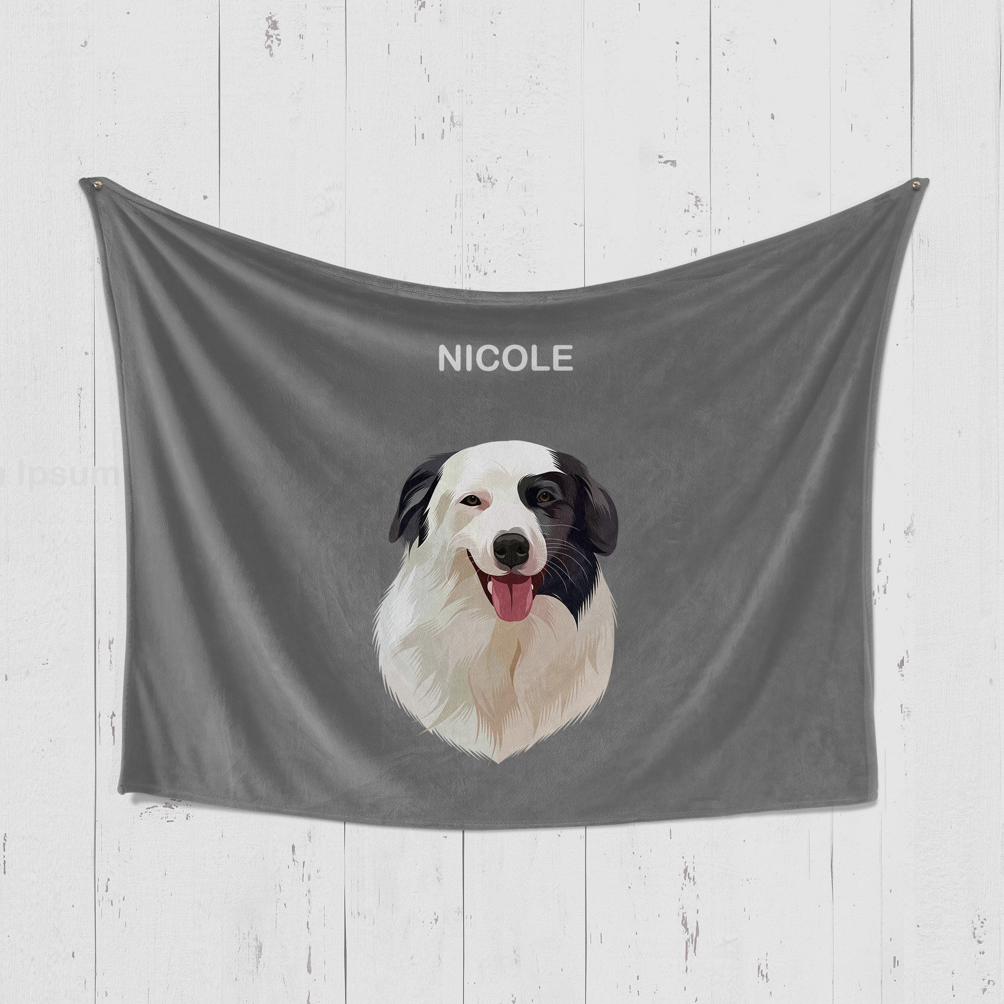 Personalized Pet Portrait Blanket - Classic Horizontal Style