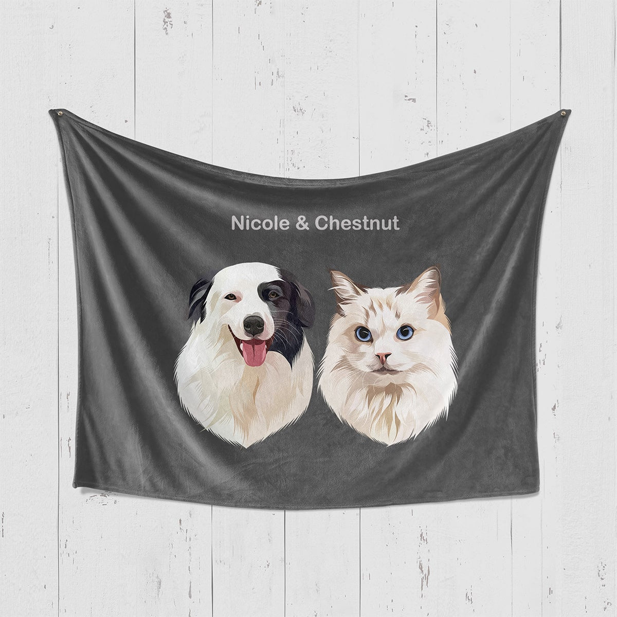 Custom Classic Two-Pet Portrait Blanket