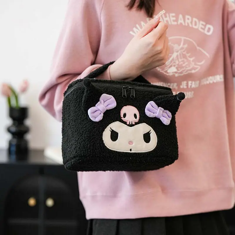 Kuromi Plush Cosmetic Bag Cute Makeup Organizer Travel Toiletry Bag
