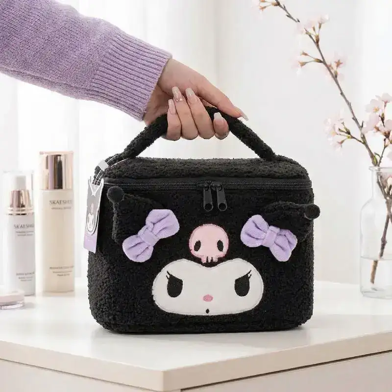 Kuromi Plush Cosmetic Bag Cute Makeup Organizer Travel Toiletry Bag