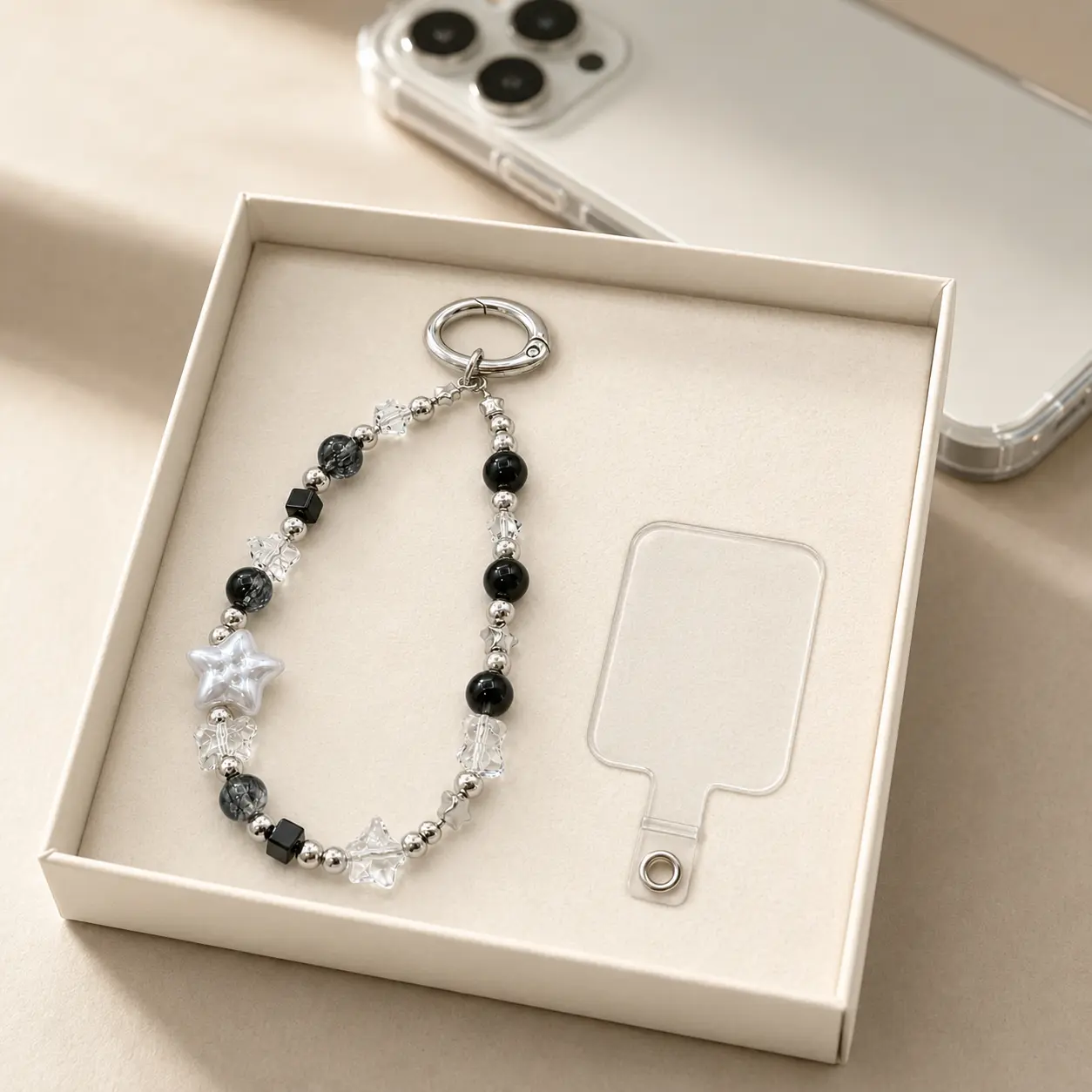 Midnight Star Beaded Phone Wristlet