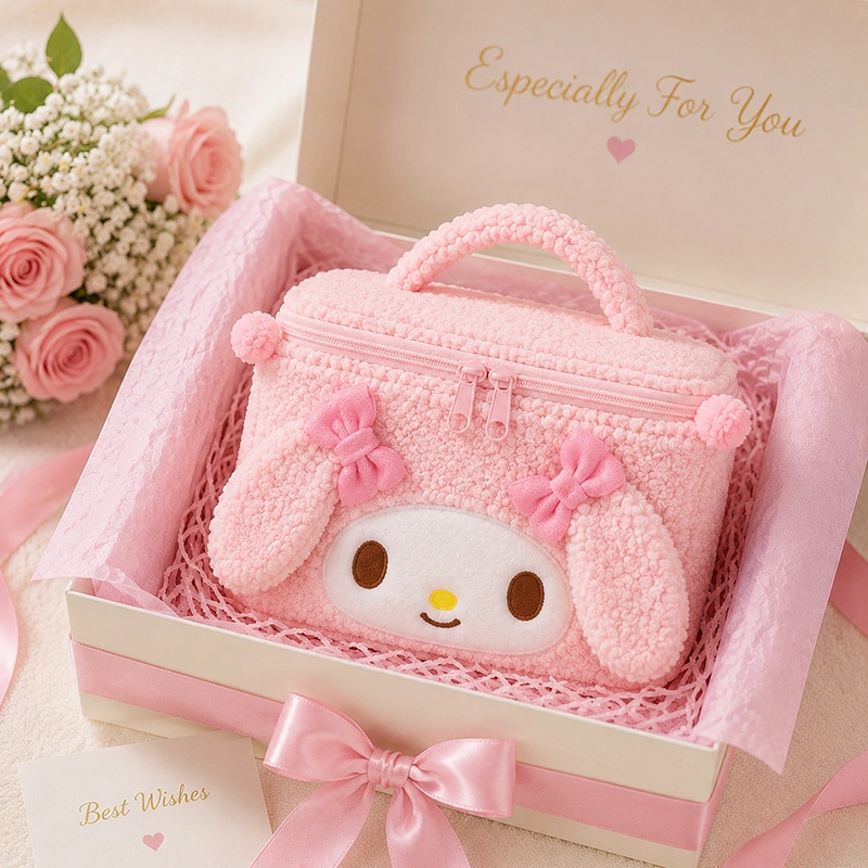 My Melody Plush Cosmetic Bag Cute Makeup Organizer Travel Toiletry Bag