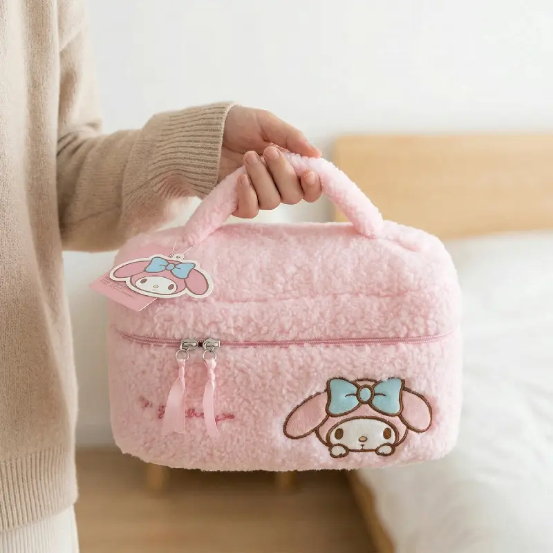 My Melody Plush Cosmetic Bag - Cute Travel Makeup Organizer with Embroidery