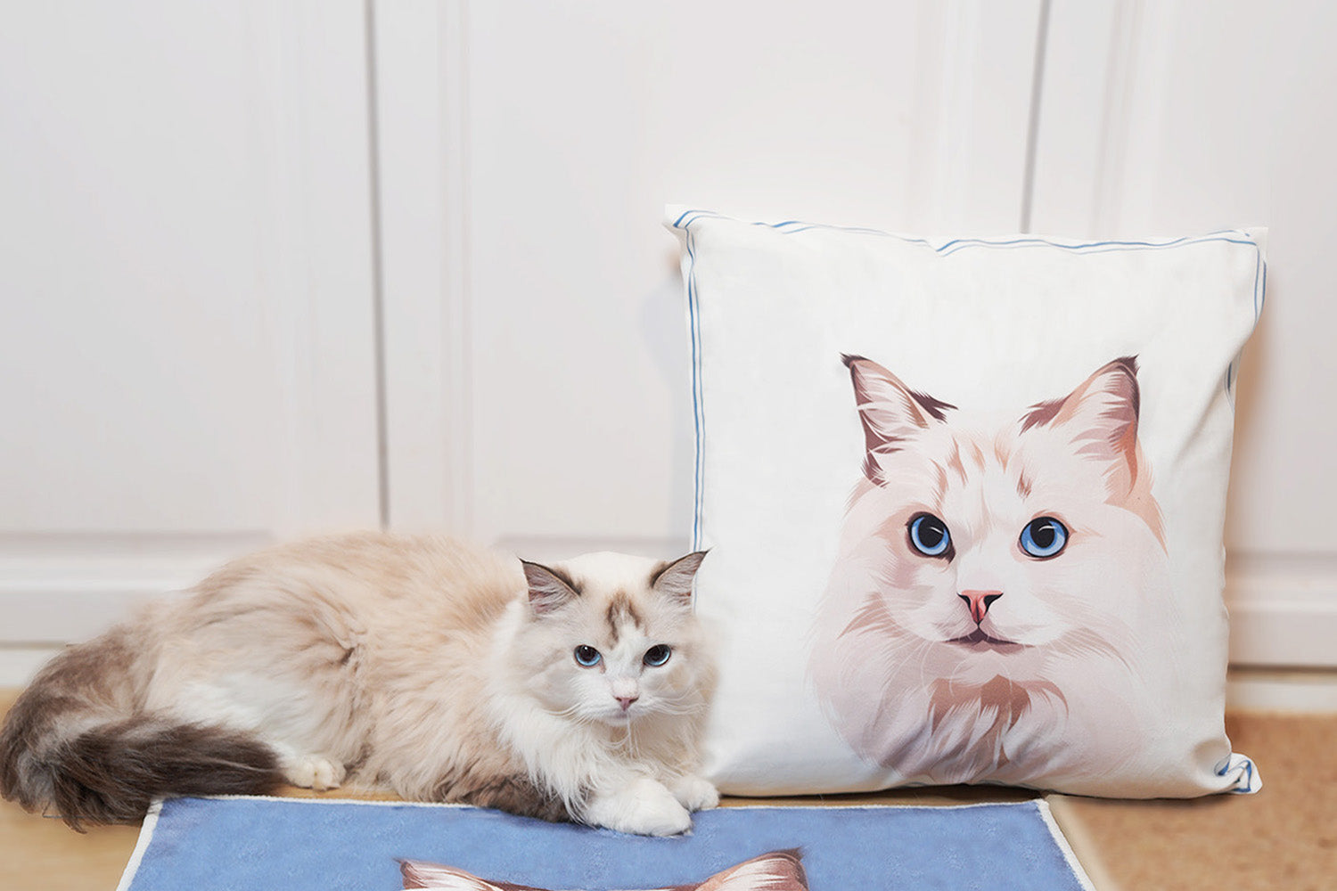 Custom Two-Pet Portrait Throw Pillow