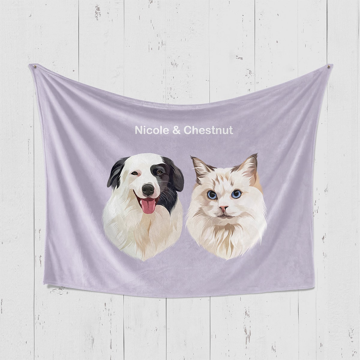 Custom Classic Two-Pet Portrait Blanket