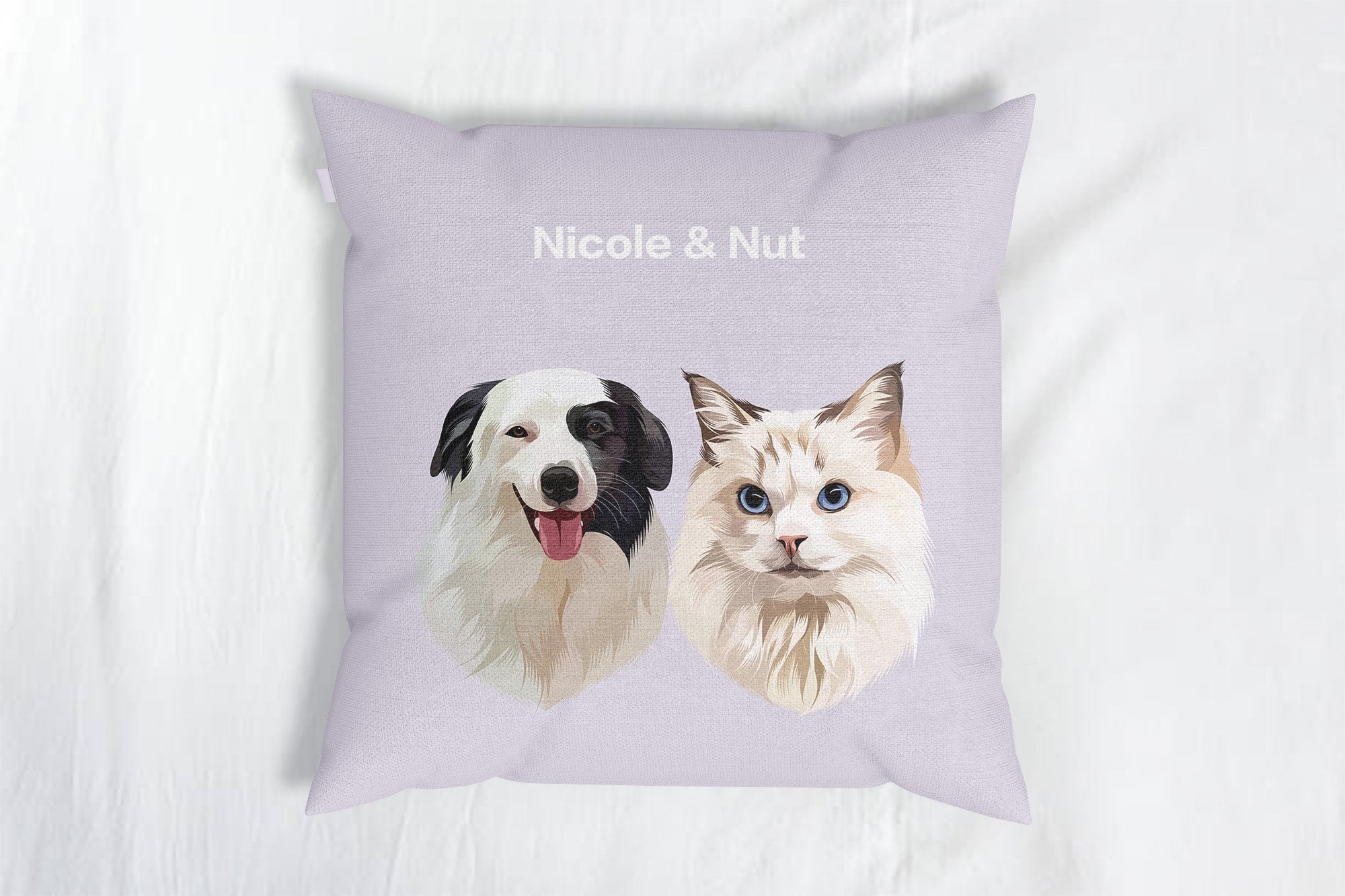 Custom Two-Pet Portrait Throw Pillow