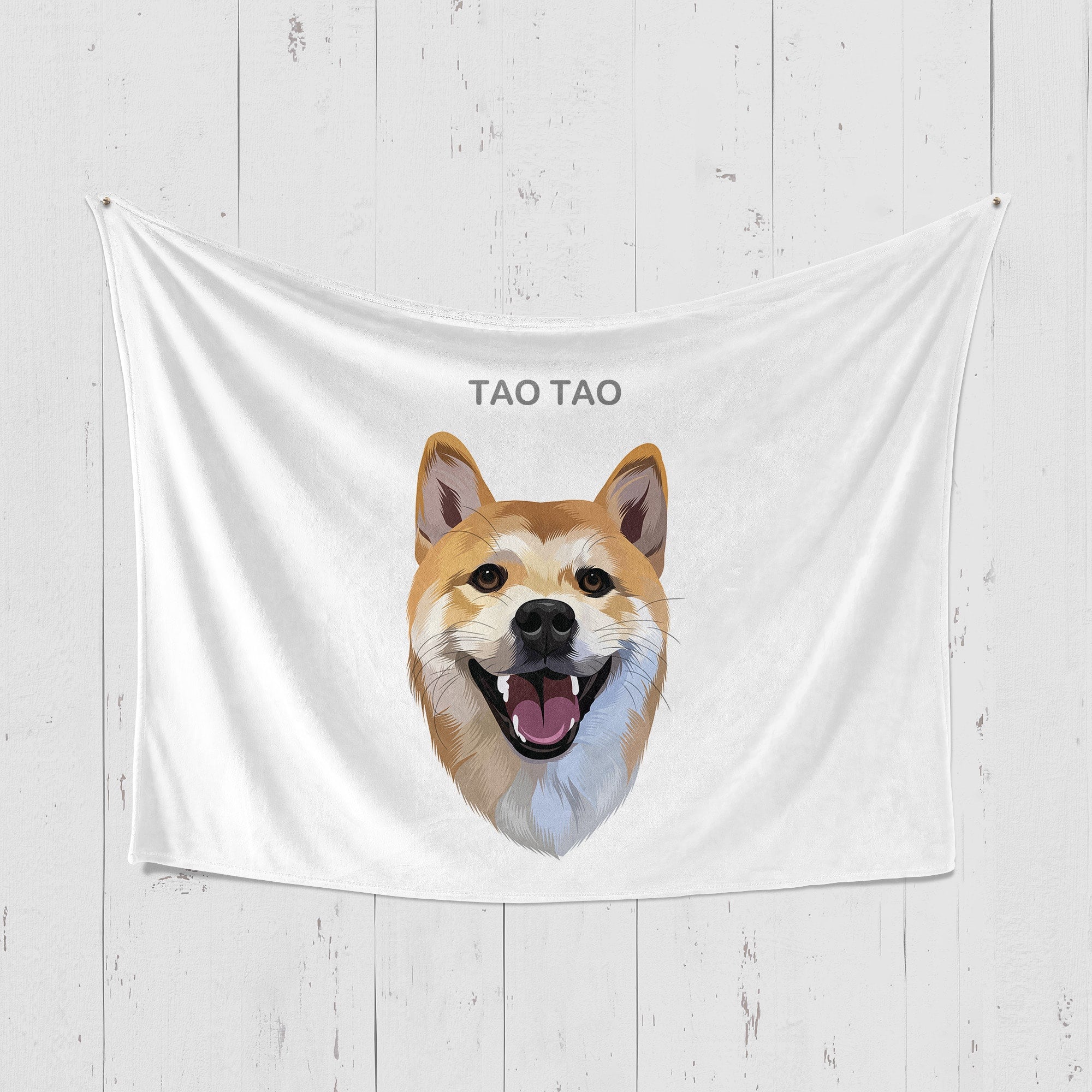 Personalized Pet Portrait Blanket - Classic Horizontal Style