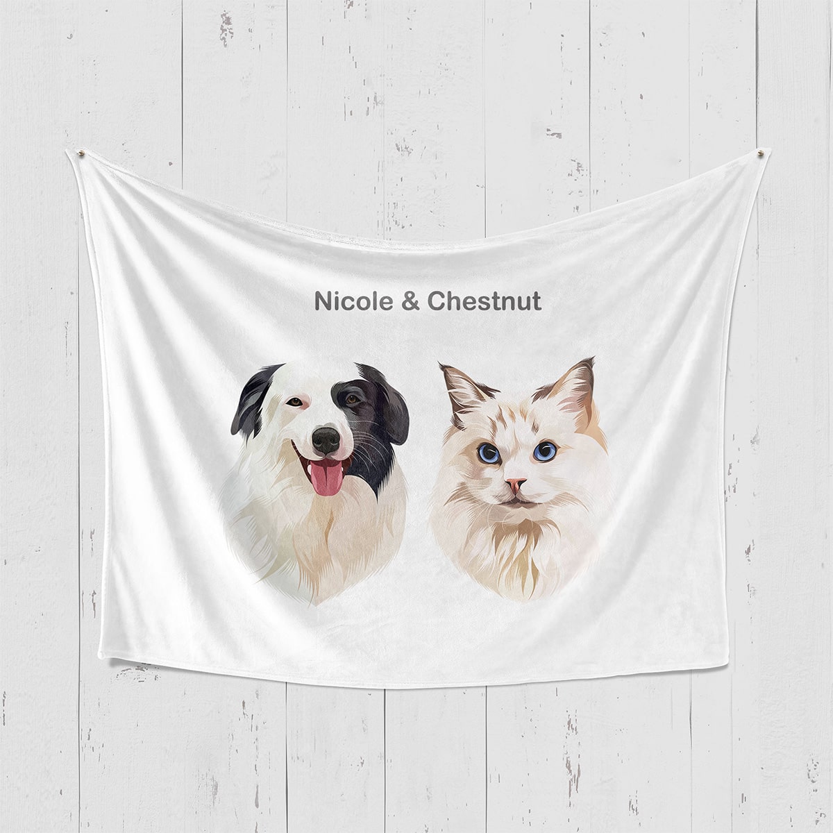 Custom Classic Two-Pet Portrait Blanket