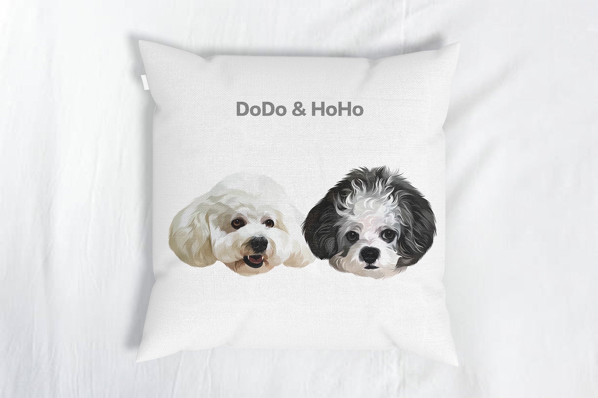 Custom Two-Pet Portrait Throw Pillow