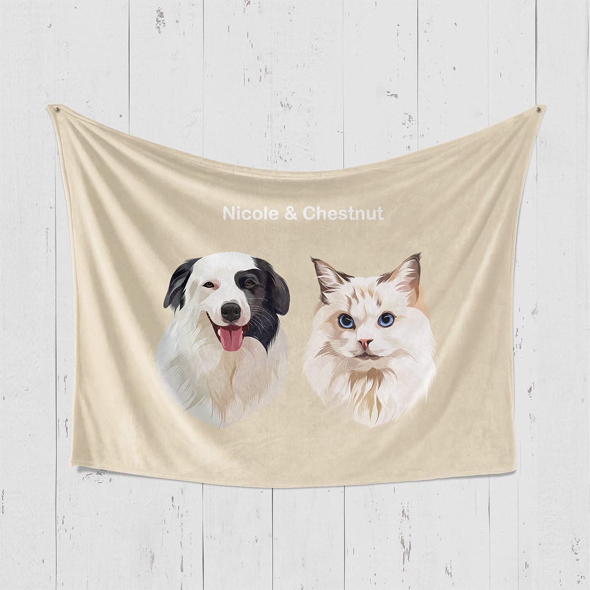 Custom Classic Two-Pet Portrait Blanket