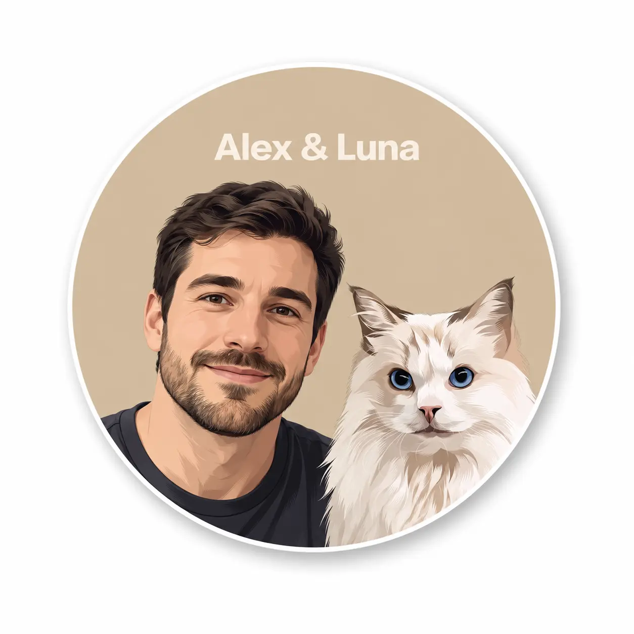 Custom Two-Pet Portrait Round Rug