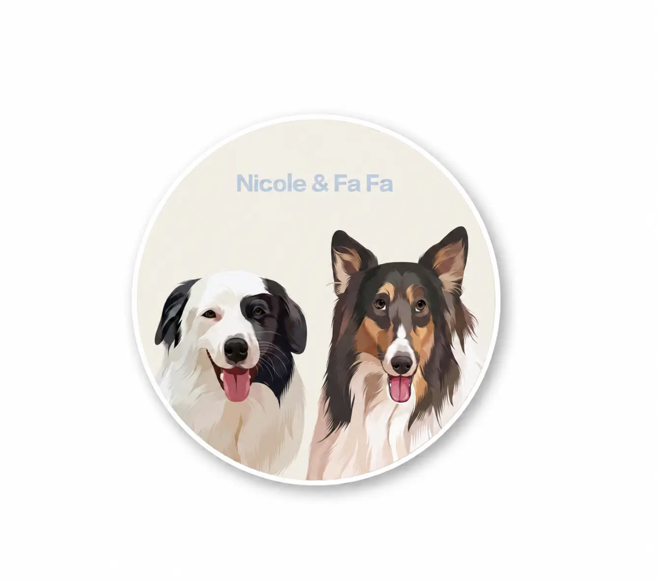Custom Two-Pet Portrait Round Rug