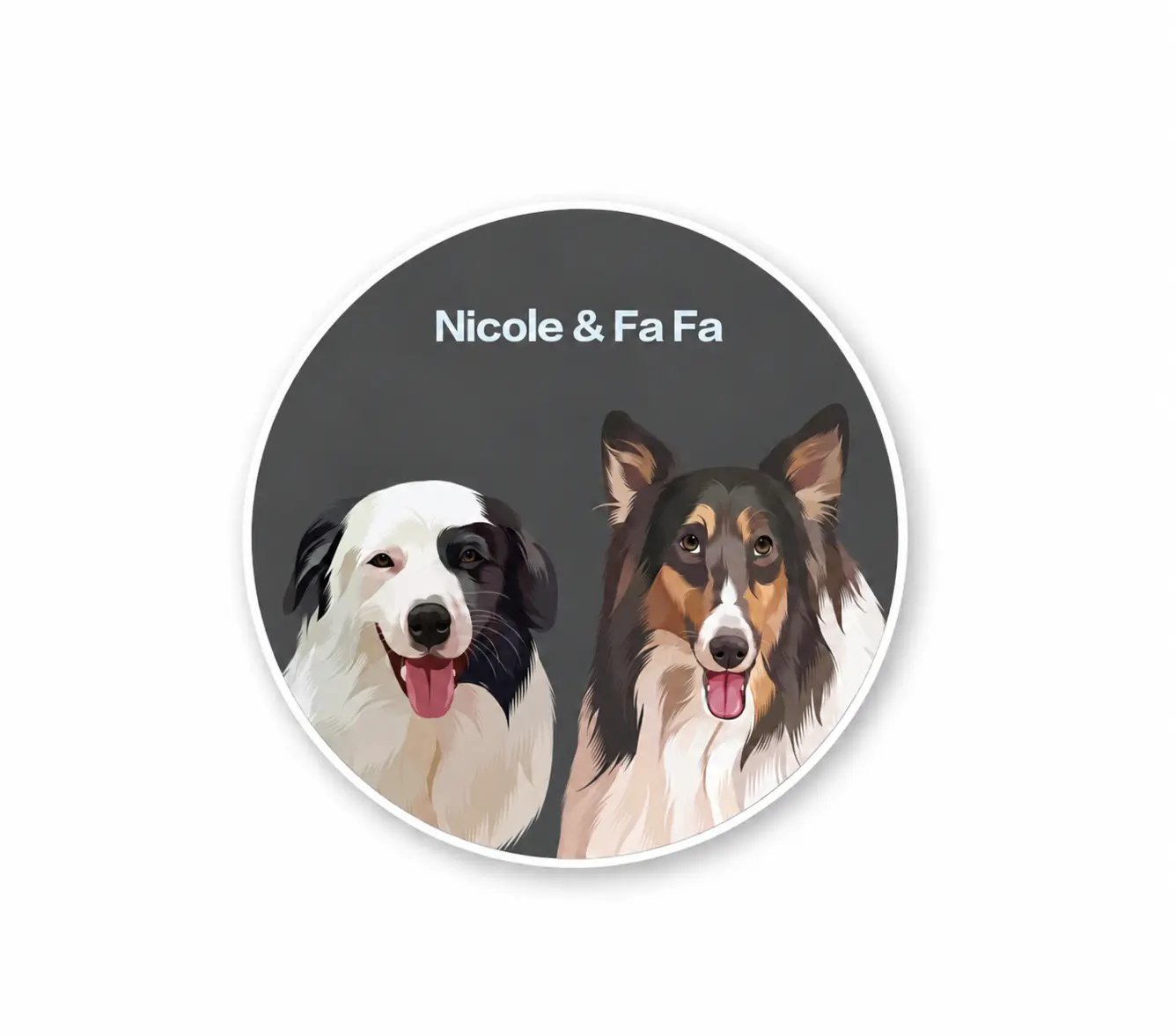 Custom Two-Pet Portrait Round Rug